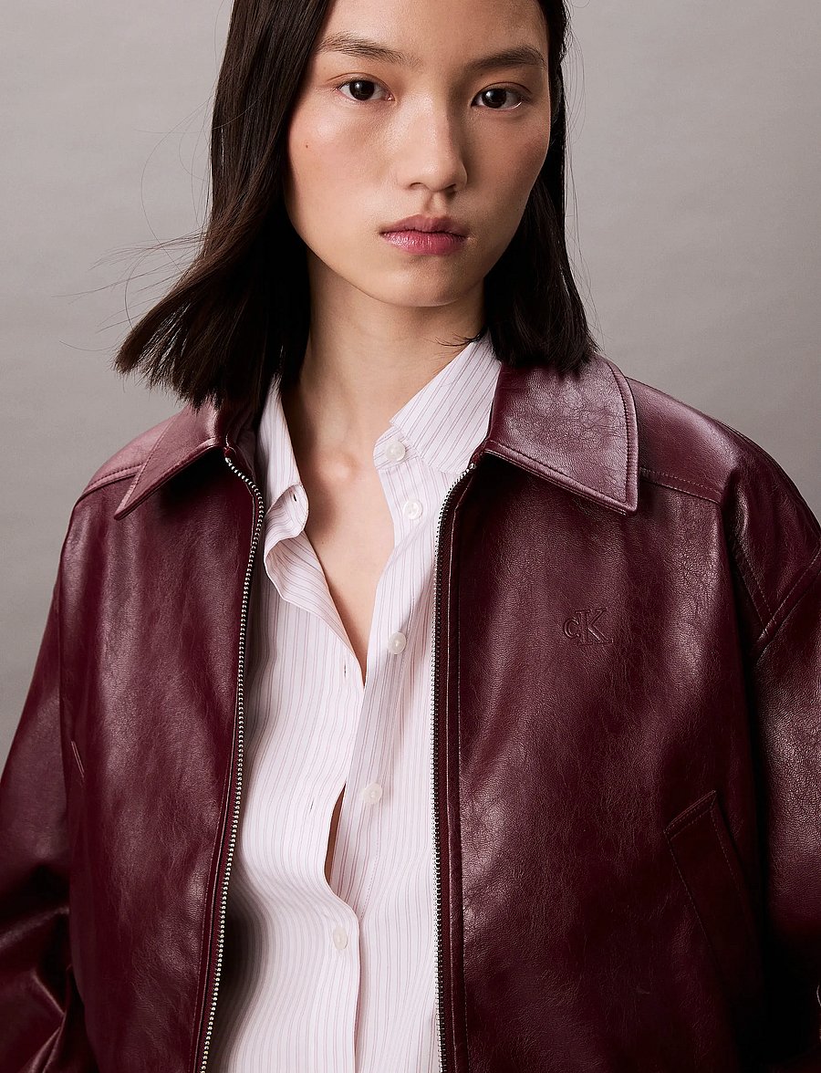 Calvin Klein Jeans - Short Faux Leather Bomber - bomberjacken - deep rouge - 4