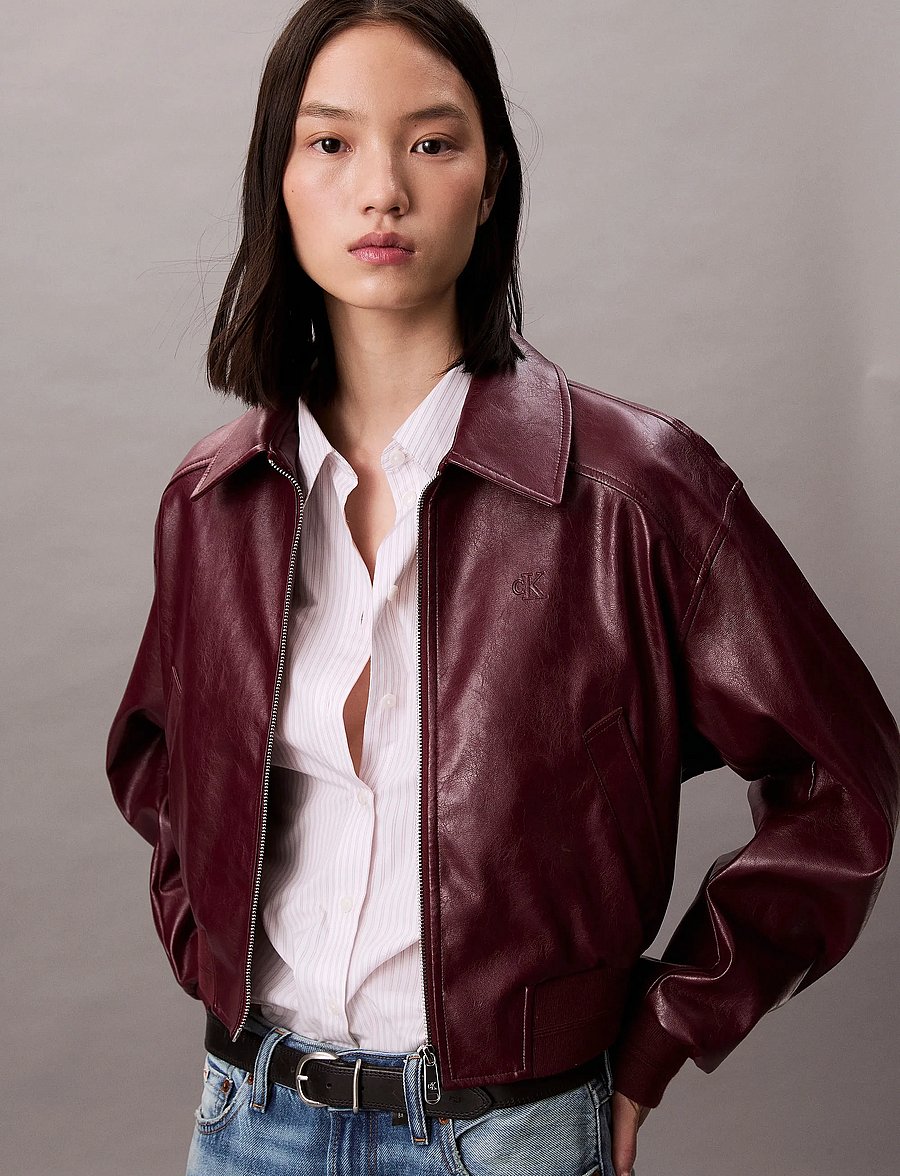 Calvin Klein Jeans - Short Faux Leather Bomber - bomberjacken - deep rouge - 5