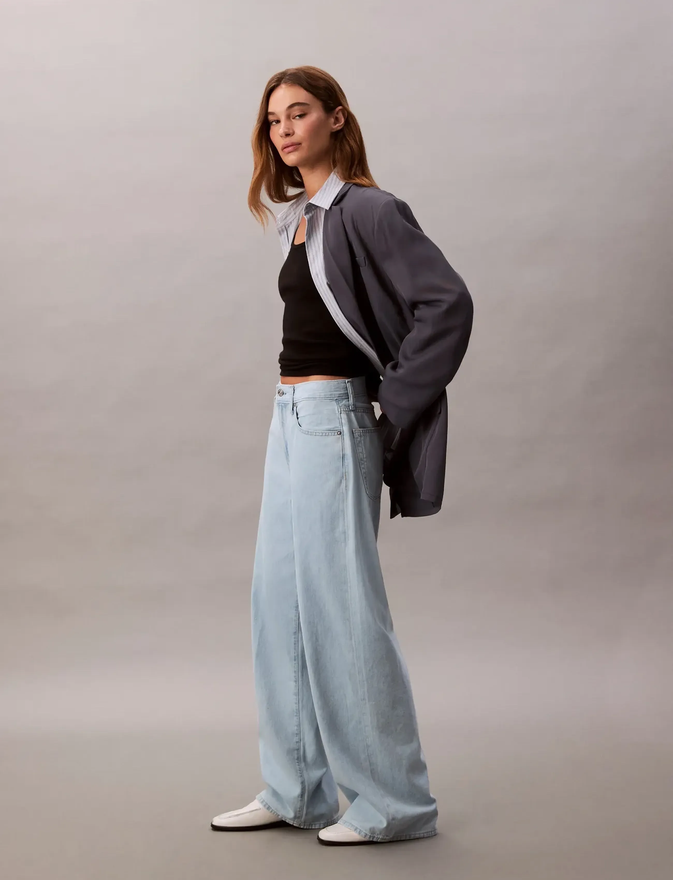 Calvin Klein Jeans - THE WIDE LEG LINEN AARON INDIGO - hosen mit weitem bein - aaron indigo - 4