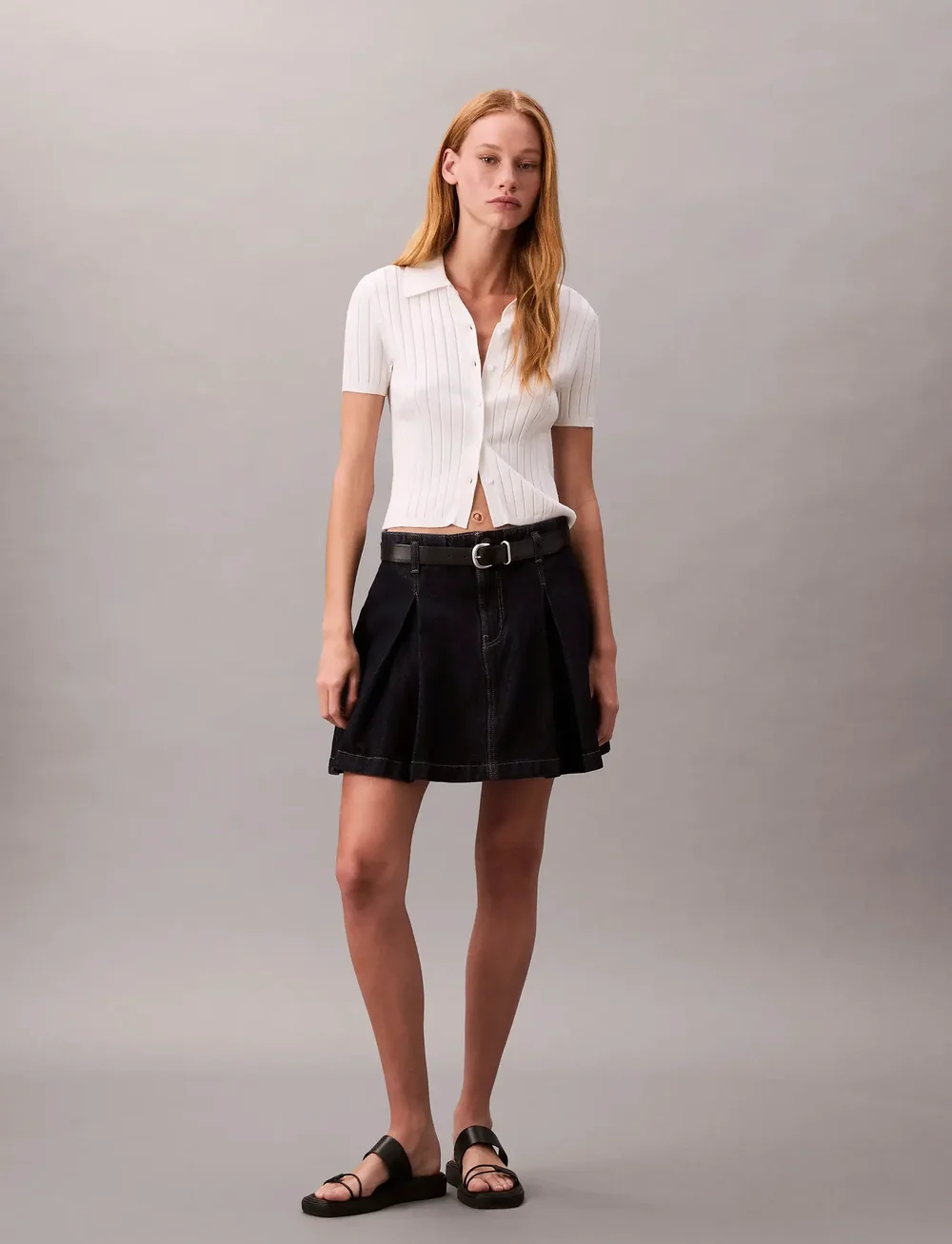 Calvin Klein Jeans - PLEATED DENIM SKIRT CK CLASSIC R - denimnederdele - ck classic rinse - 0