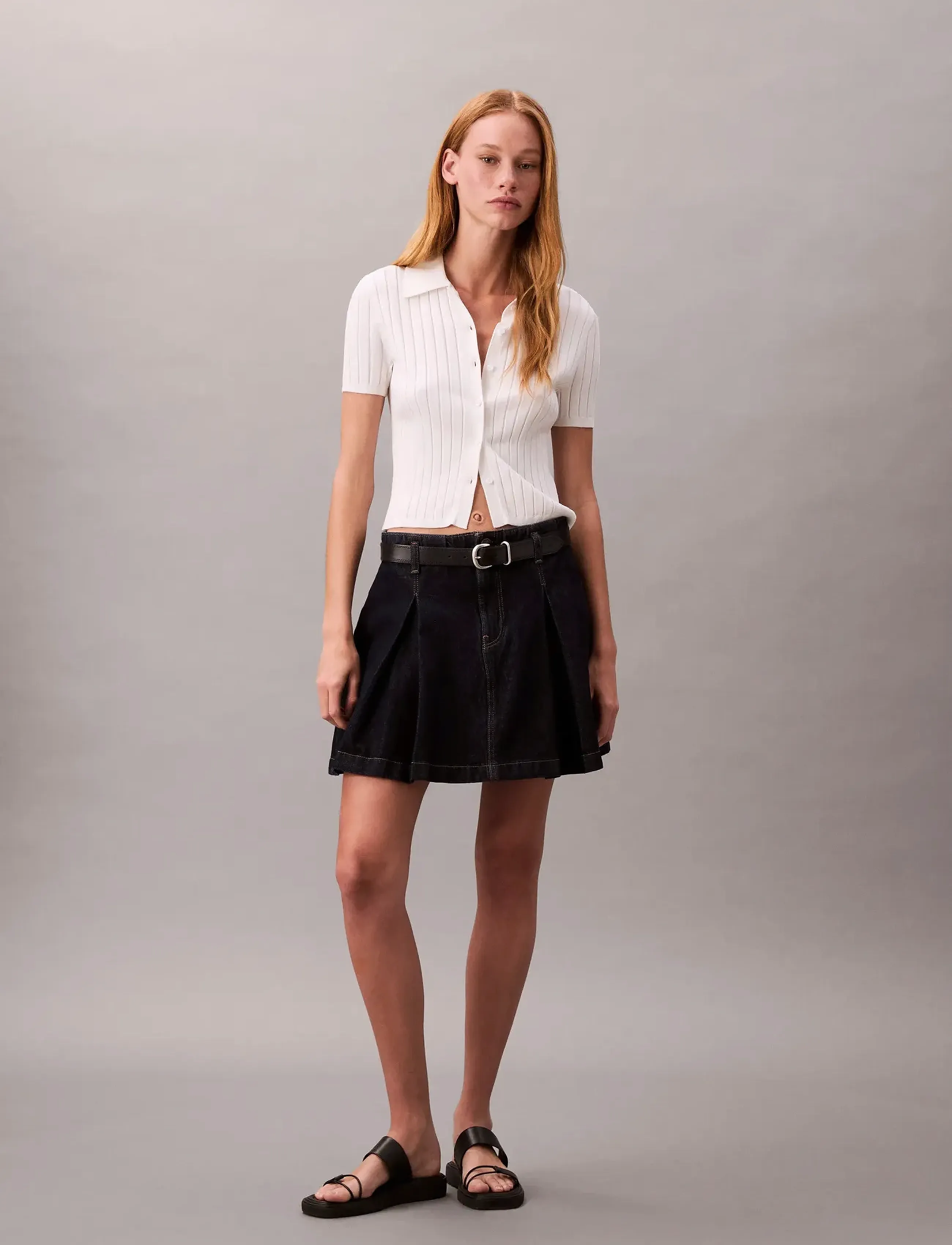 Calvin Klein Jeans PLEATED DENIM SKIRT CK CLASSIC R - Nederdele - CK CLASSIC RINSE / navy
