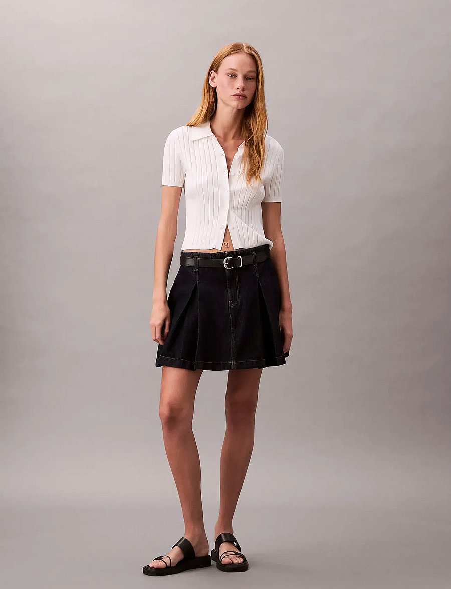 Calvin Klein Jeans - PLEATED DENIM SKIRT CK CLASSIC R - jeanskjolar - ck classic rinse - 0