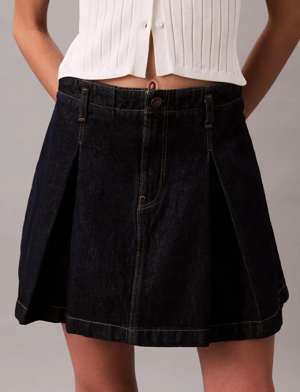 Calvin Klein Jeans - PLEATED DENIM SKIRT CK CLASSIC R - denimnederdele - ck classic rinse - 4
