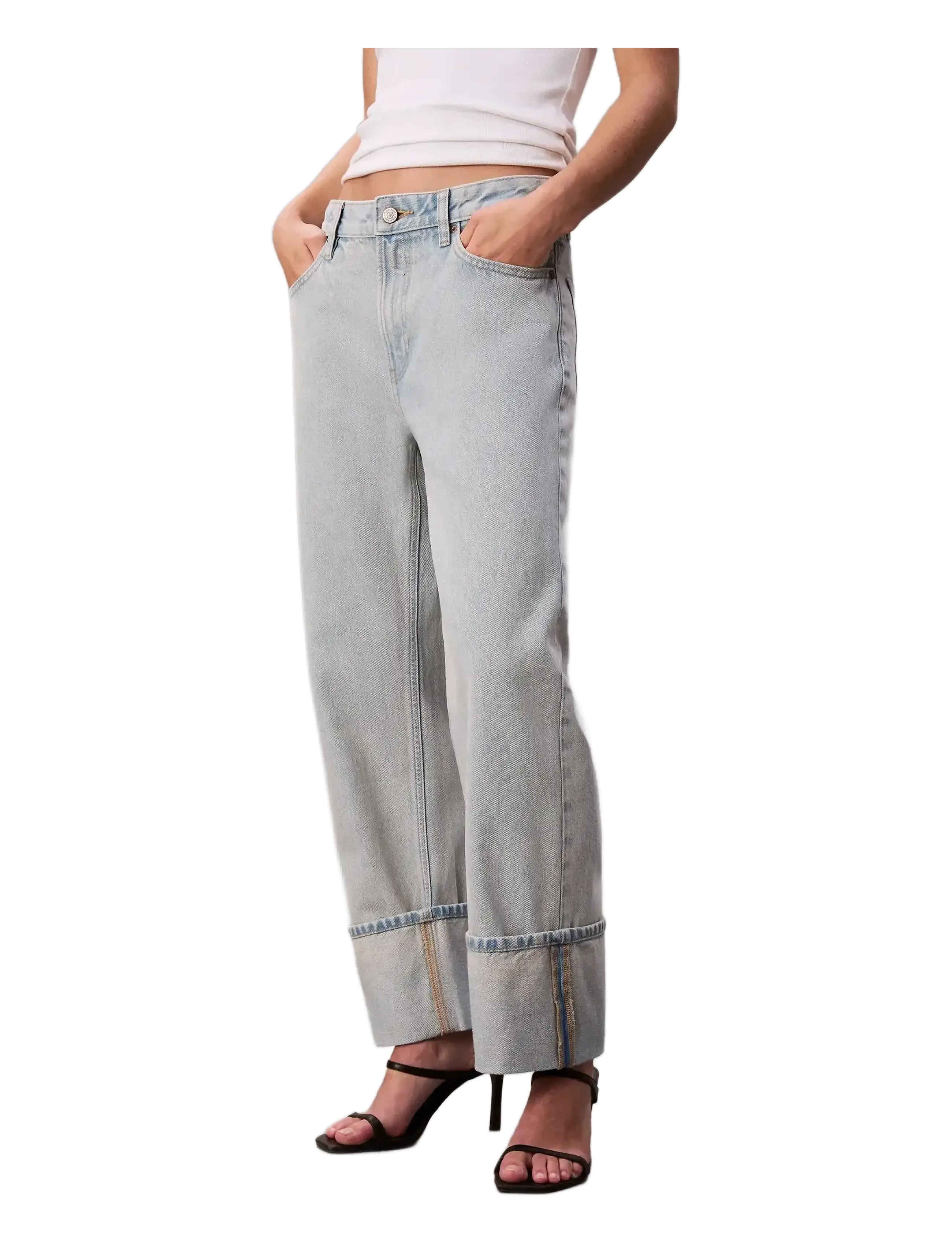 Calvin Klein Jeans RELAXED CROP CUFF HAZY SUNSET - Laia säärega teksad - HAZY SUNSET / blue