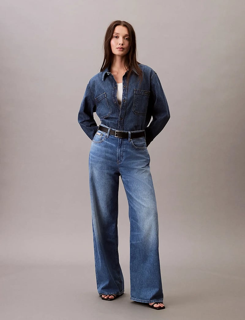 Calvin Klein Jeans - THE WIDE LEG LINEN DAYTONA - hosen mit weitem bein - daytona - 0