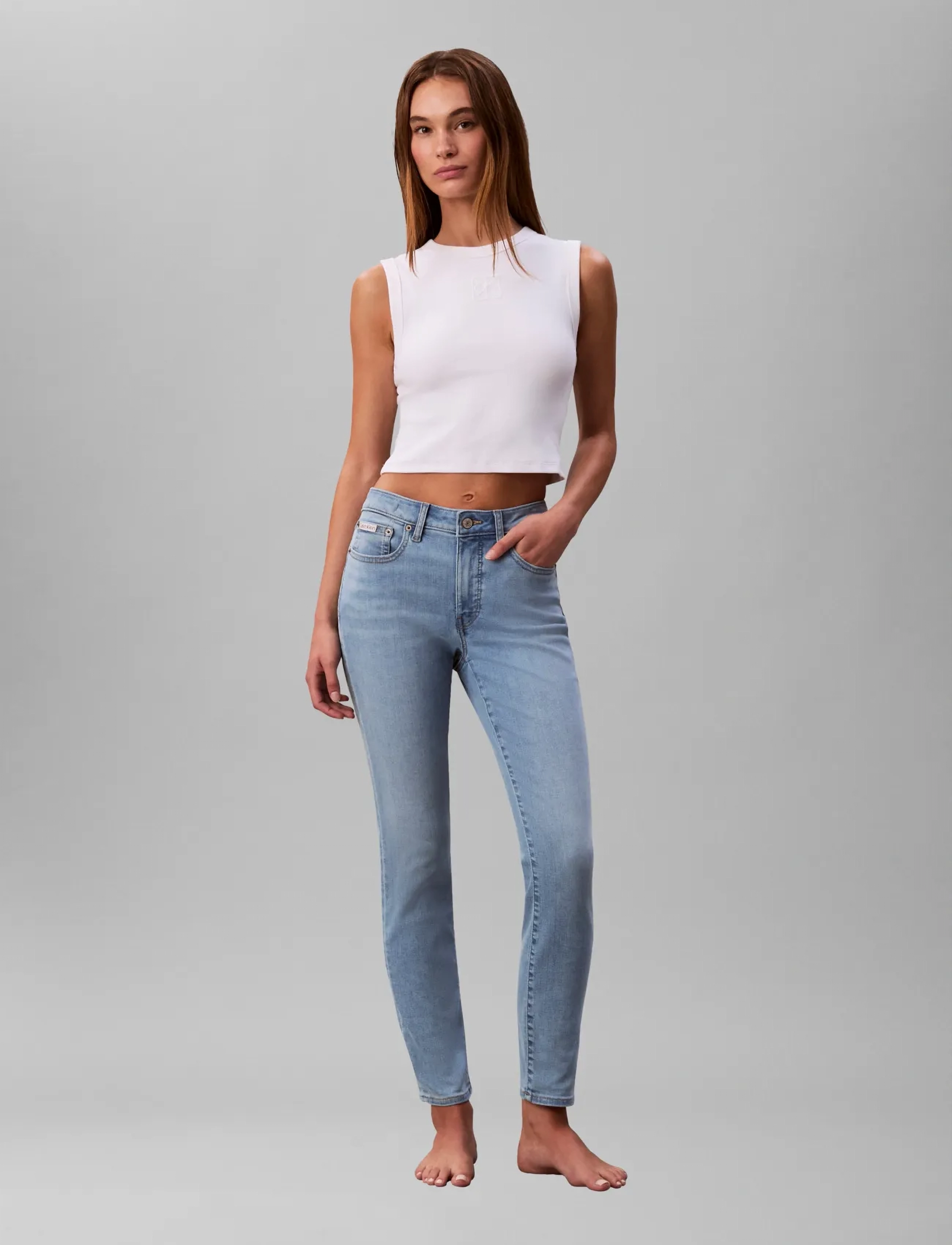 Calvin Klein Jeans Mid Rise Skinny Light Cape, LG/30 x 34, Blue, Jeans > Skinny, Dame