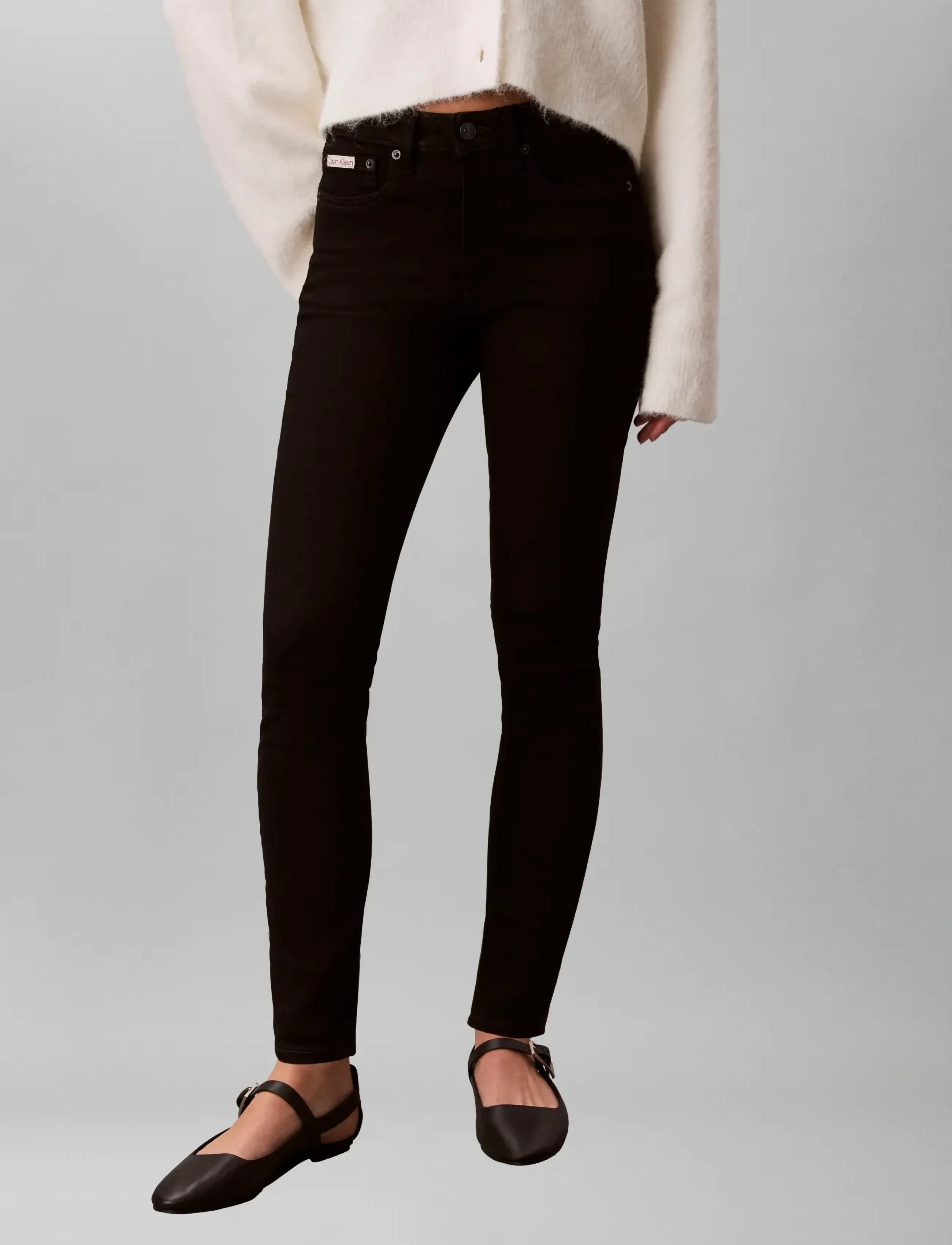 Calvin Klein Jeans Mid Rise Skinny Ck Classic Black, LG/34 x 34, Black, Jeans > Skinny, Dame