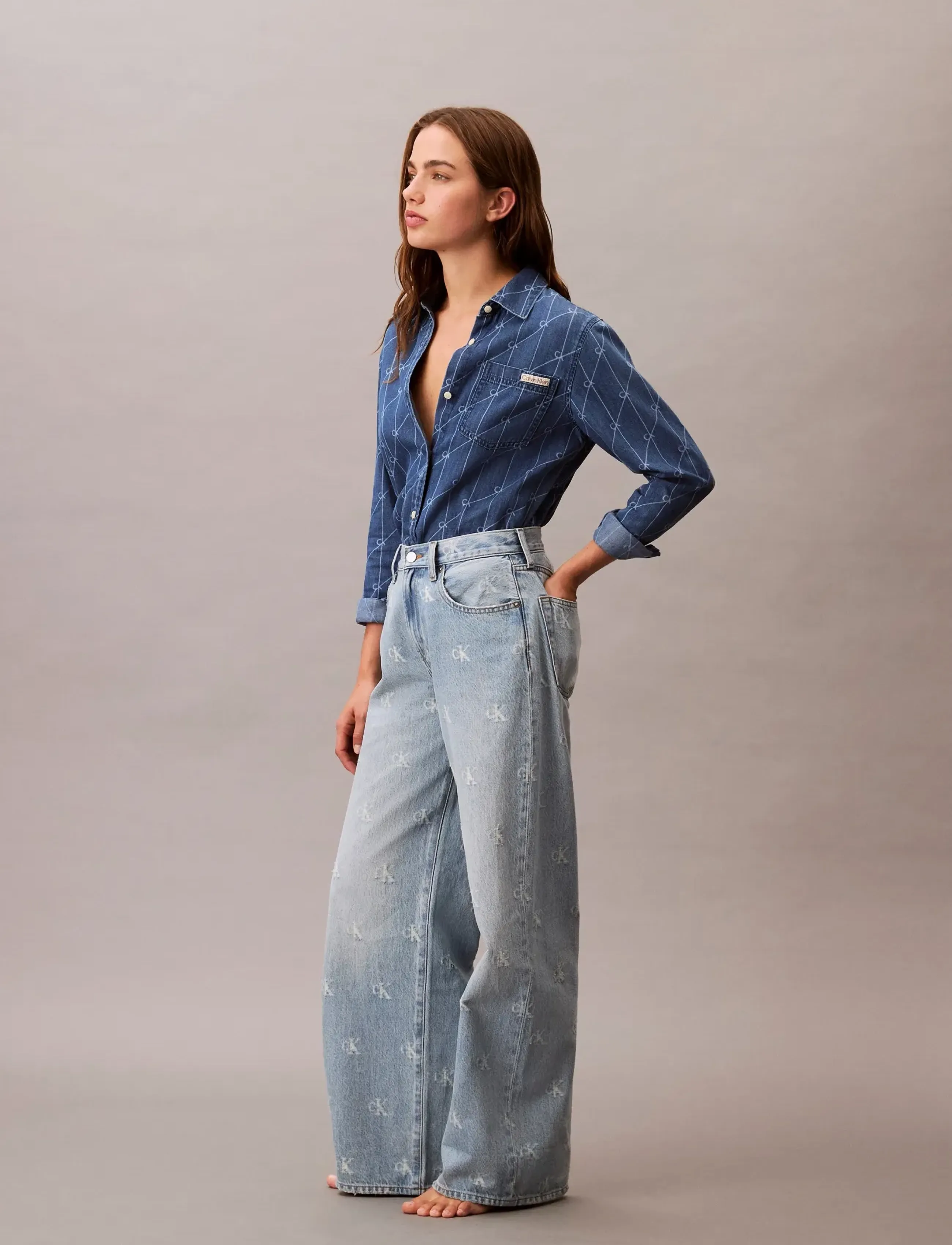 Calvin Klein Jeans - THE WIDE LEG CK DISTRESSED INDIG - wide leg jeans - ck distressed indigo - 3