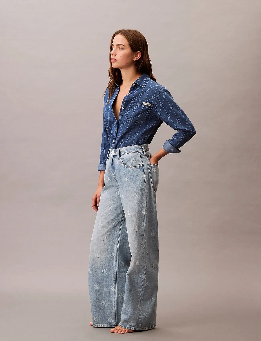 Calvin Klein Jeans - THE WIDE LEG CK DISTRESSED INDIG - wide leg jeans - ck distressed indigo - 3