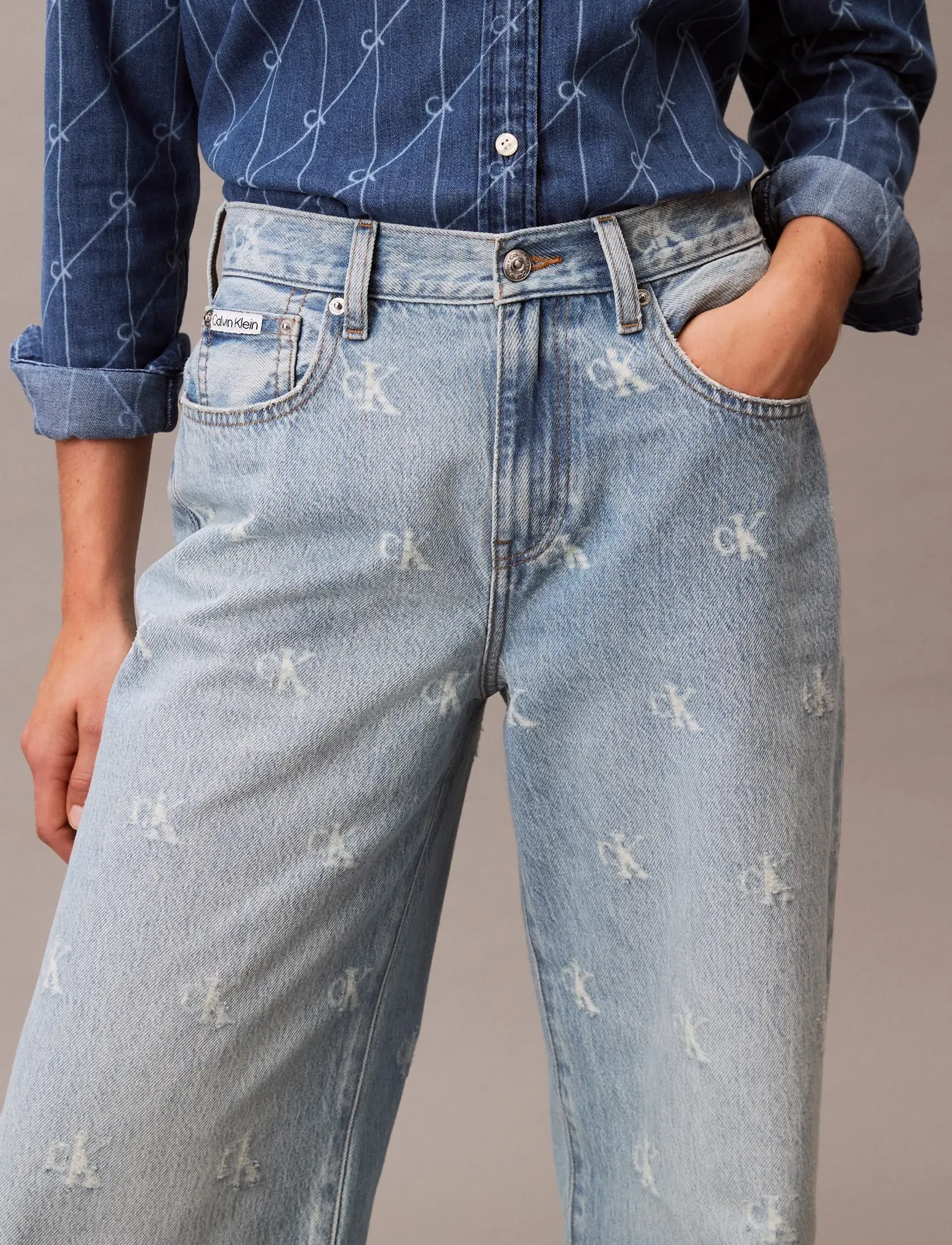 Calvin Klein Jeans - THE WIDE LEG CK DISTRESSED INDIG - wide leg jeans - ck distressed indigo - 4