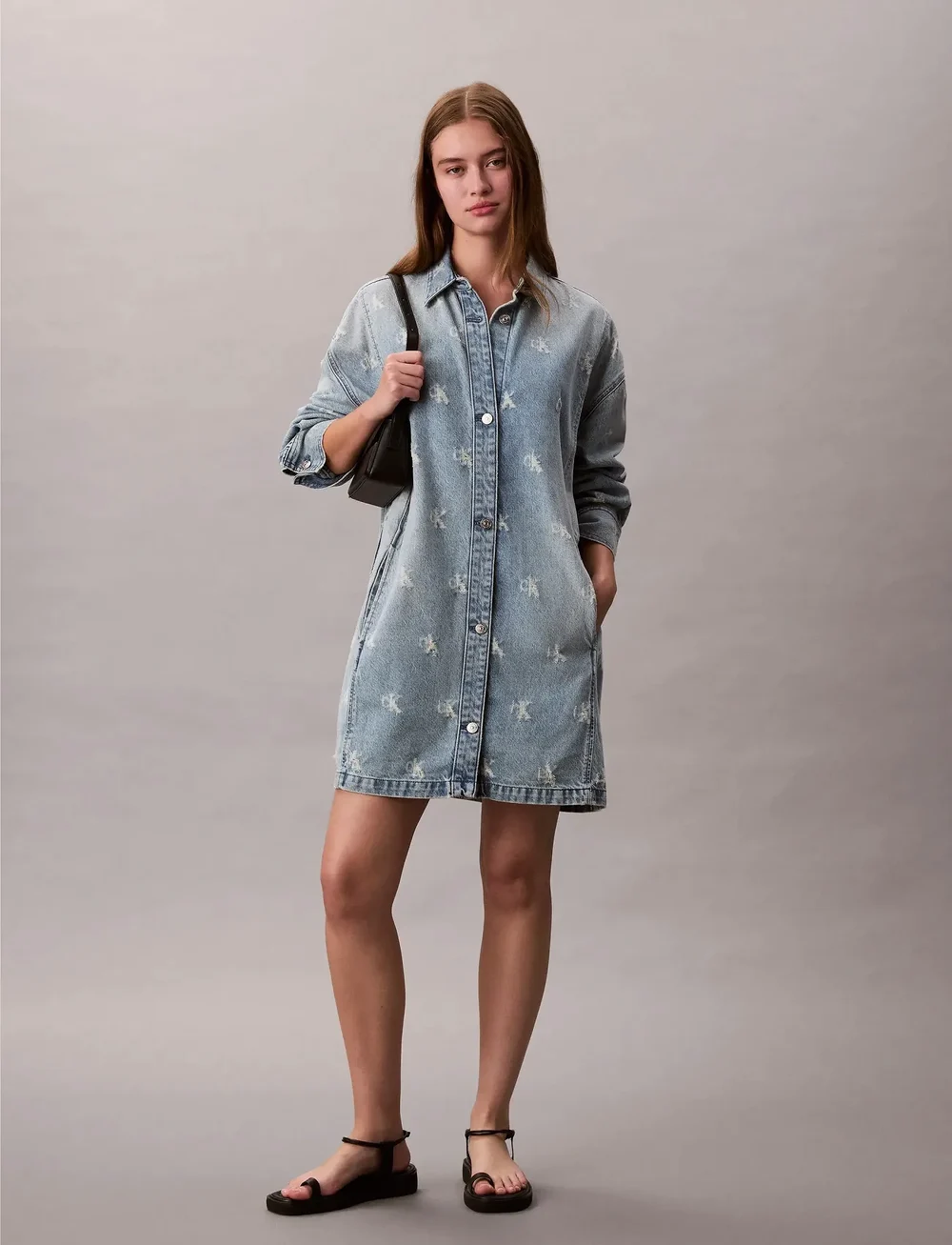 Calvin Klein Jeans - DENIM SHIRTDRESS CK DISTRESSED I - denim dresses - ck distressed indigo - 0