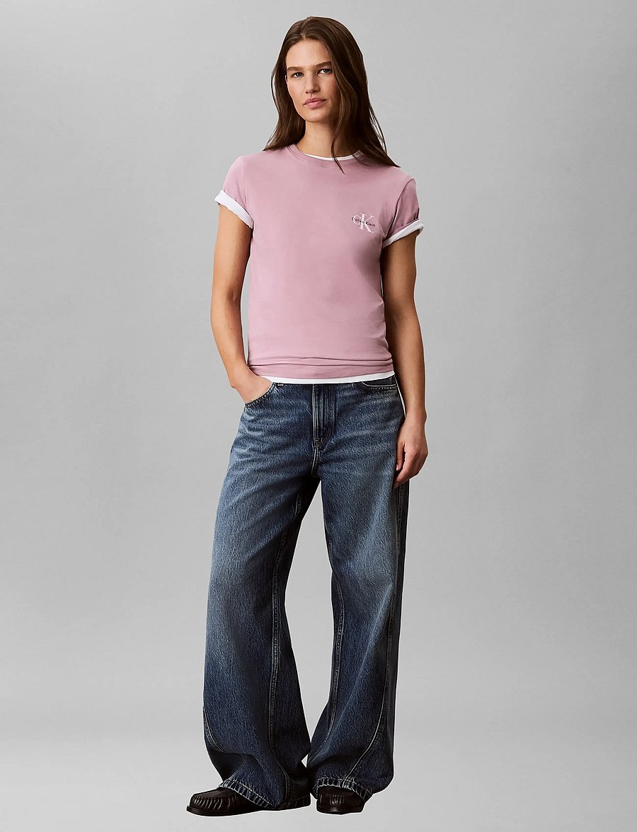 Calvin Klein Jeans - MONOLOGO CN 2 PACK TEE - t-särgid - bright white dusky orchid - 0