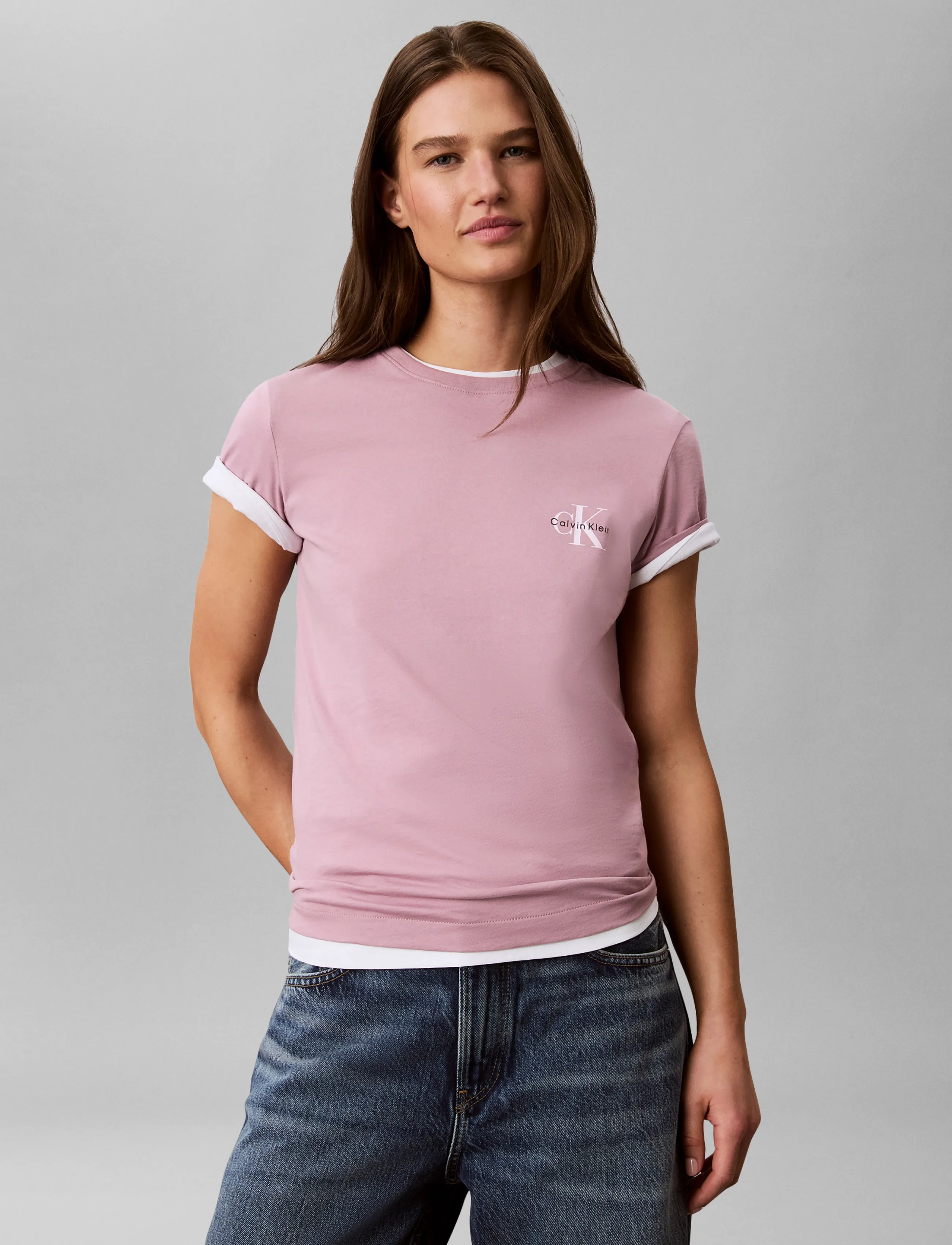 Calvin Klein Jeans - MONOLOGO CN 2 PACK TEE - t-särgid - bright white  dusky orchid - 3