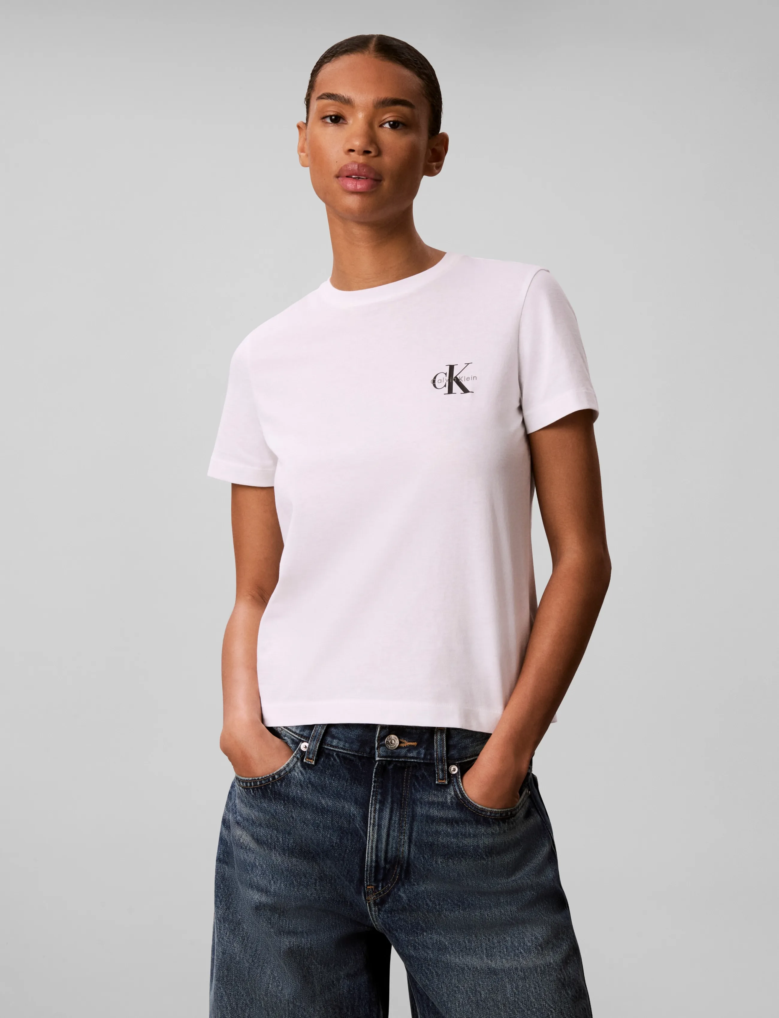 Calvin Klein Jeans - MONOLOGO CN 2 PACK TEE - t-shirts - bright white   rhododendron - 4