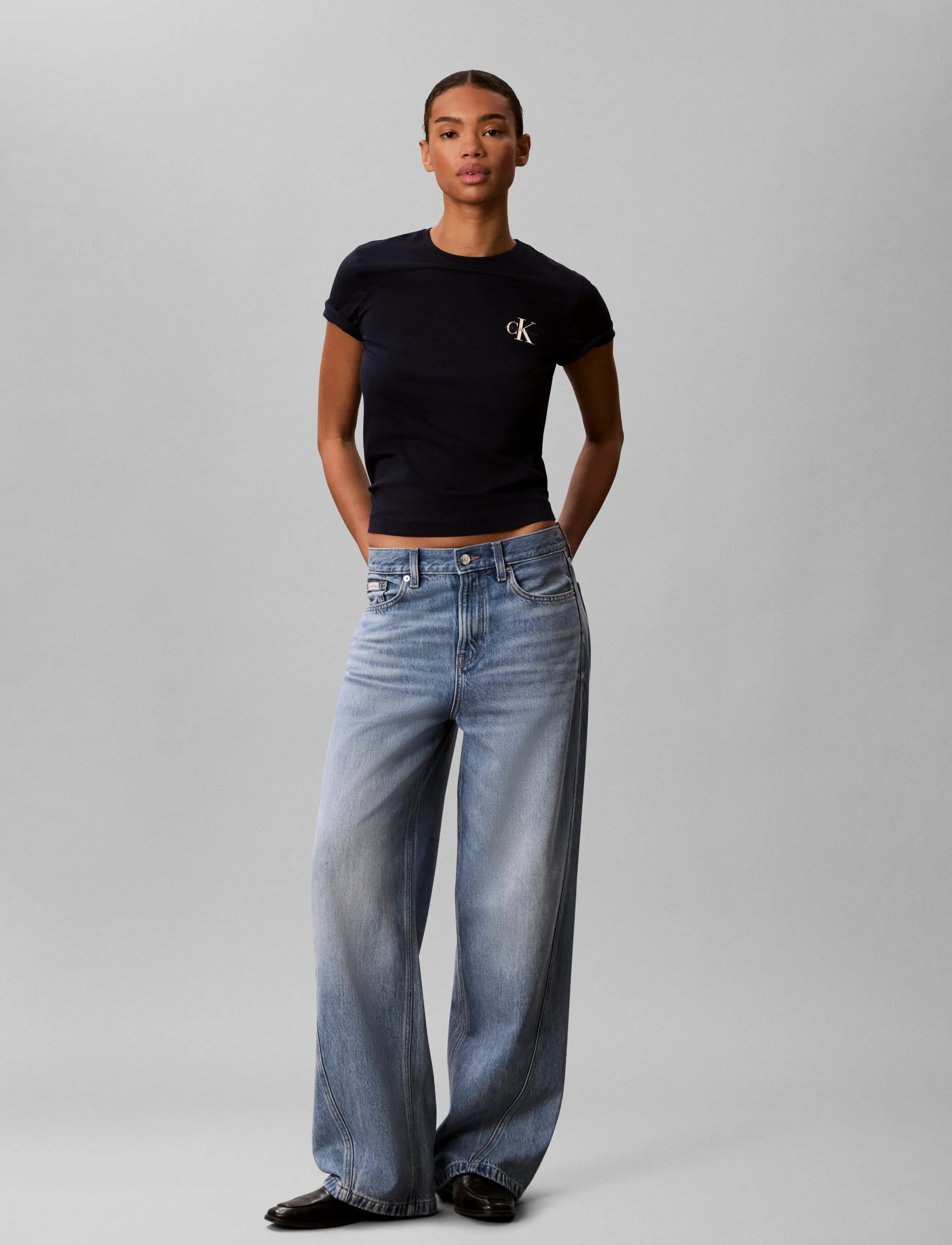Calvin Klein Jeans MONOLOGO CN 2 PACK TEE - Calvin Klein - BRIGHT WHITE   DARK SAPPHIRE / white
