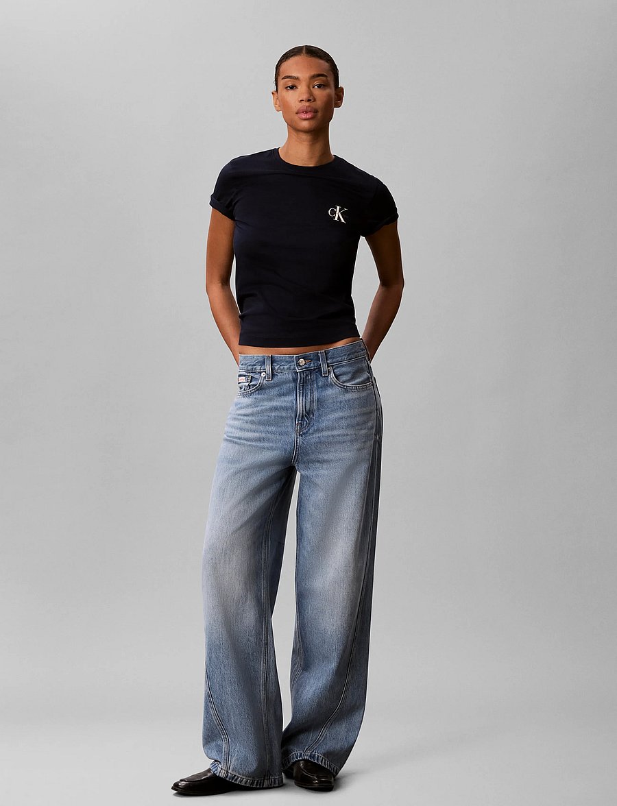 Calvin Klein Jeans - MONOLOGO CN 2 PACK TEE - t-shirts - bright white dark sapphire - 0