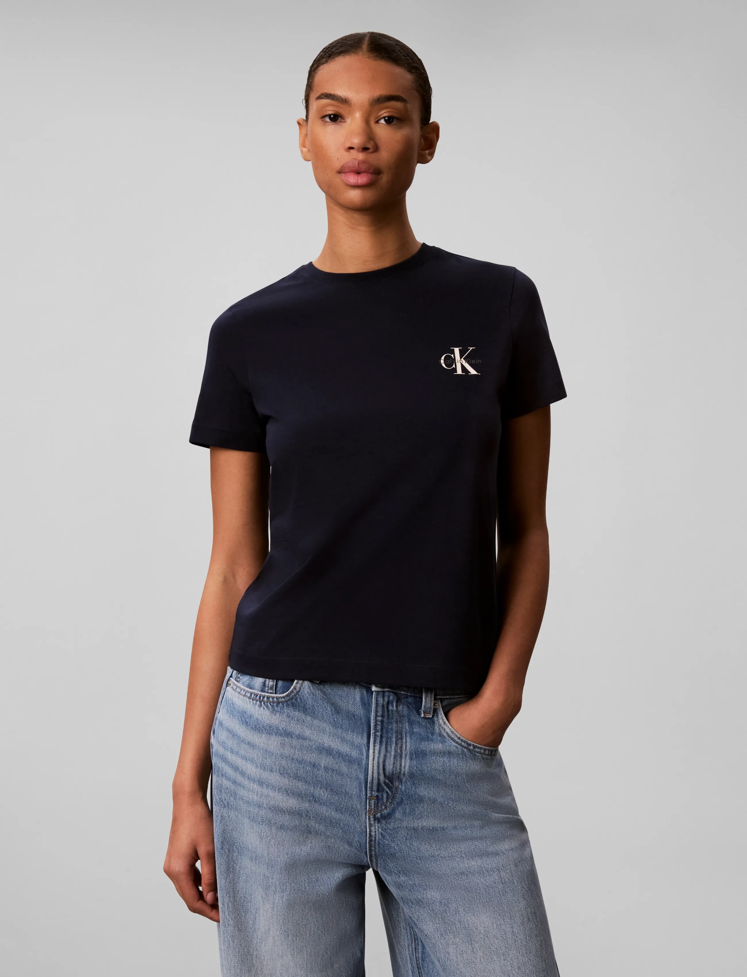 Calvin Klein Jeans - MONOLOGO CN 2 PACK TEE - t-shirts - bright white   dark sapphire - 4