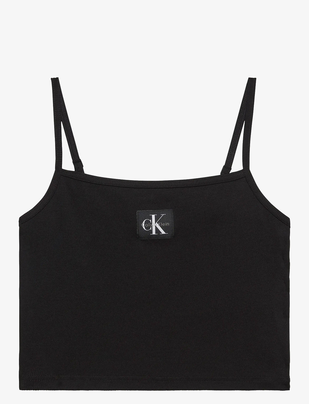 Calvin Klein Jeans - A- WOVEN LABEL RIB CAMI - tanktops - black - 1
