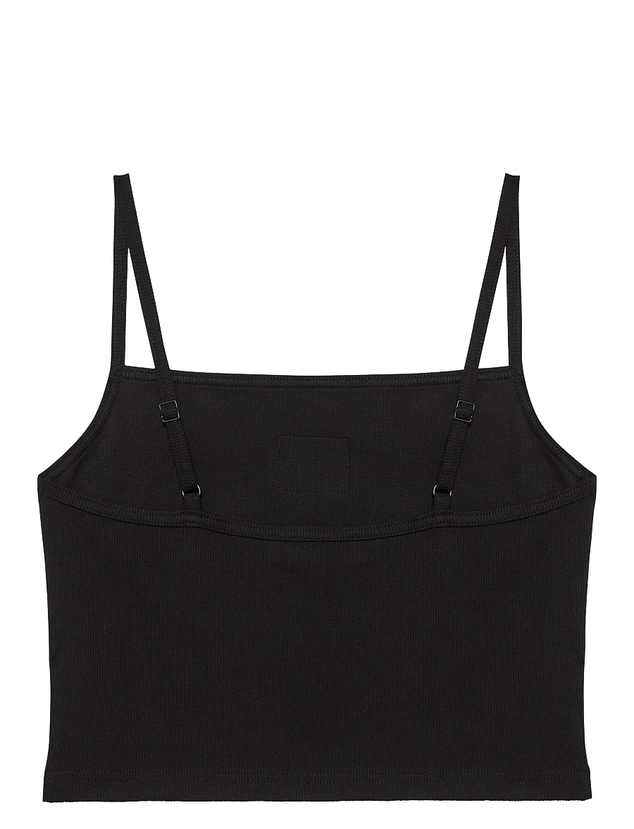 Calvin Klein Jeans - A- WOVEN LABEL RIB CAMI - tanktops - black - 2