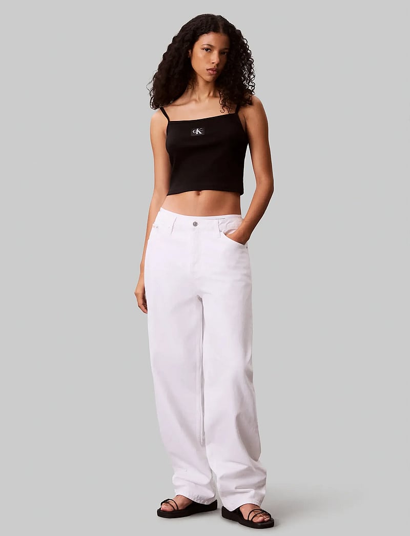 Calvin Klein Jeans - A- WOVEN LABEL RIB CAMI - Ärmellose tops - black - 3