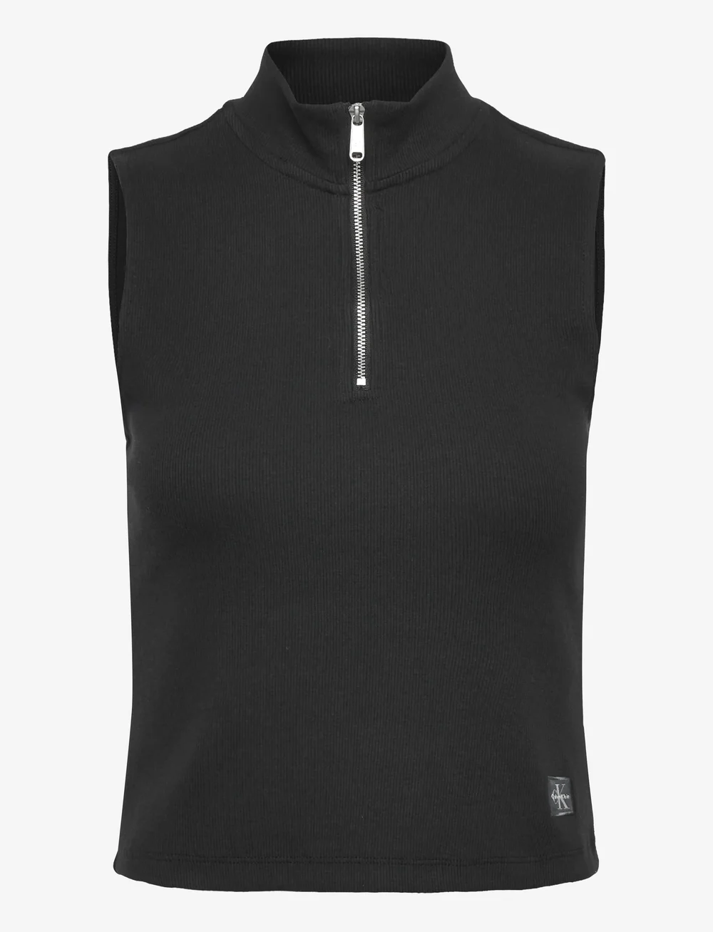 Calvin Klein Jeans - A- WOVEN LABEL SL QZ TOP - Ärmellose tops - black - 1