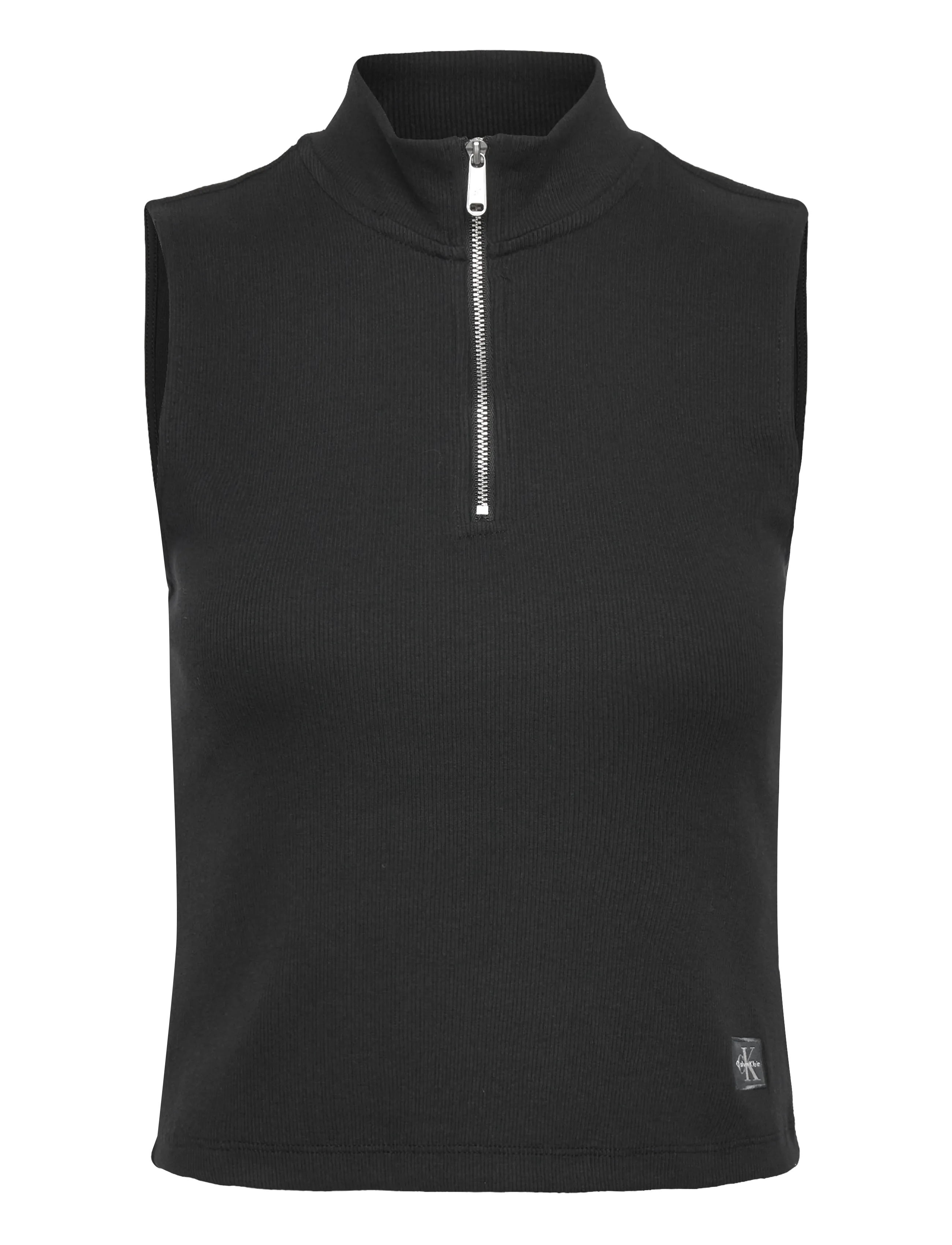 Calvin Klein Jeans - A- WOVEN LABEL SL QZ TOP - black - 1