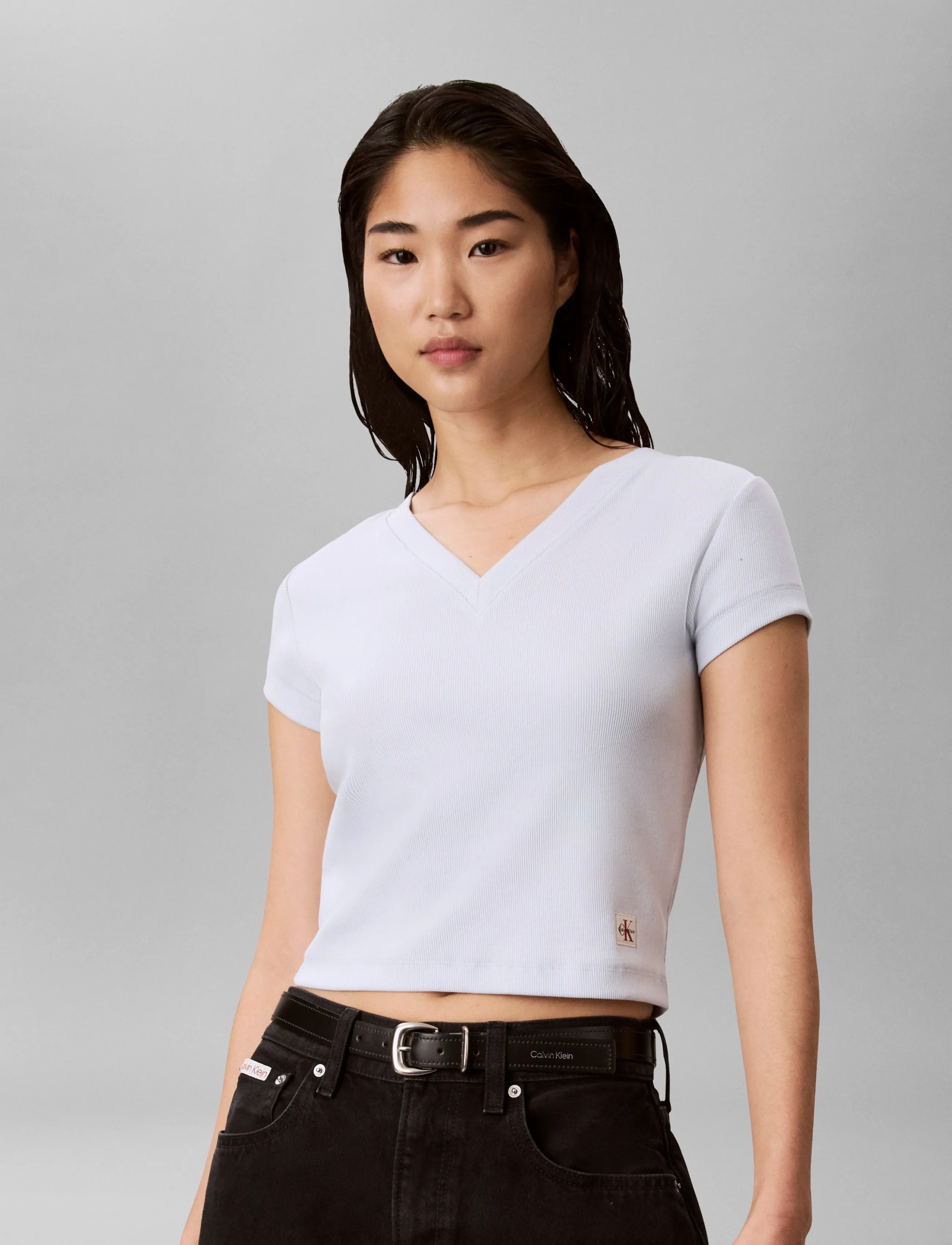 Calvin Klein Jeans - SS HERITAGE LABEL VNECK TEE - t-särgid - plein air - 3