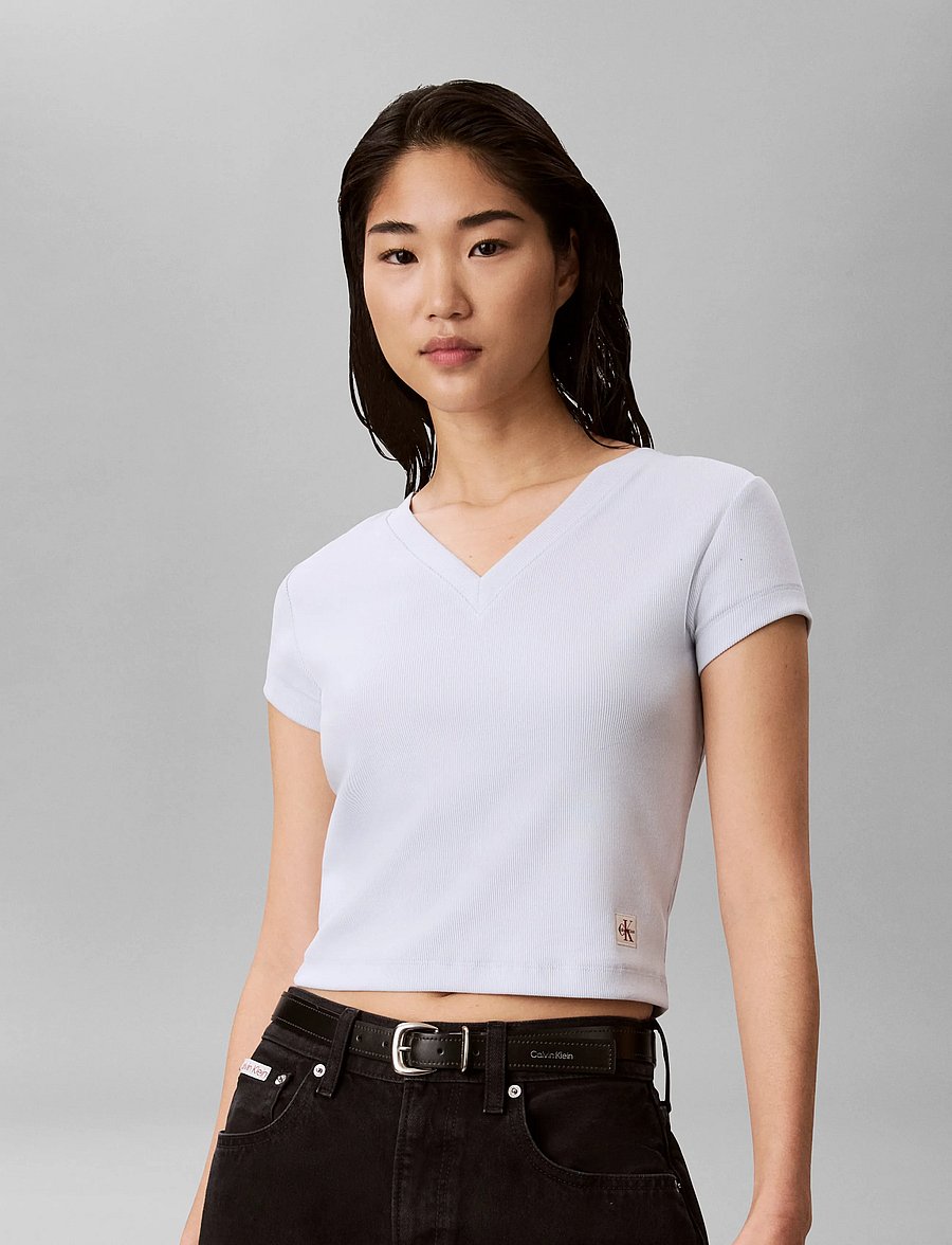 Calvin Klein Jeans - SS HERITAGE LABEL VNECK TEE - t-särgid - plein air - 3
