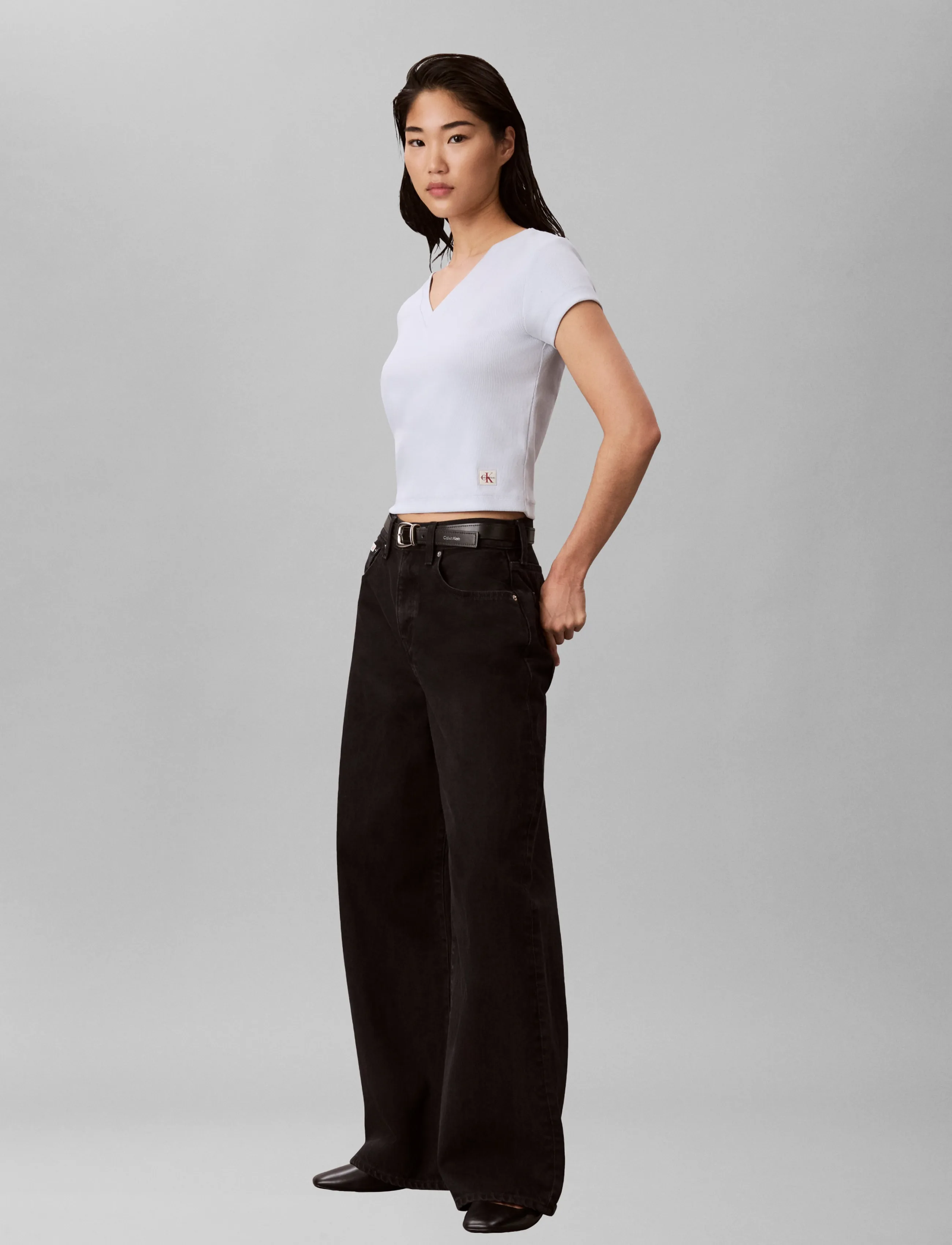 Calvin Klein Jeans - SS HERITAGE LABEL VNECK TEE - t-särgid - plein air - 5
