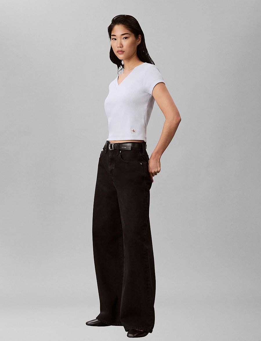 Calvin Klein Jeans - SS HERITAGE LABEL VNECK TEE - t-särgid - plein air - 5