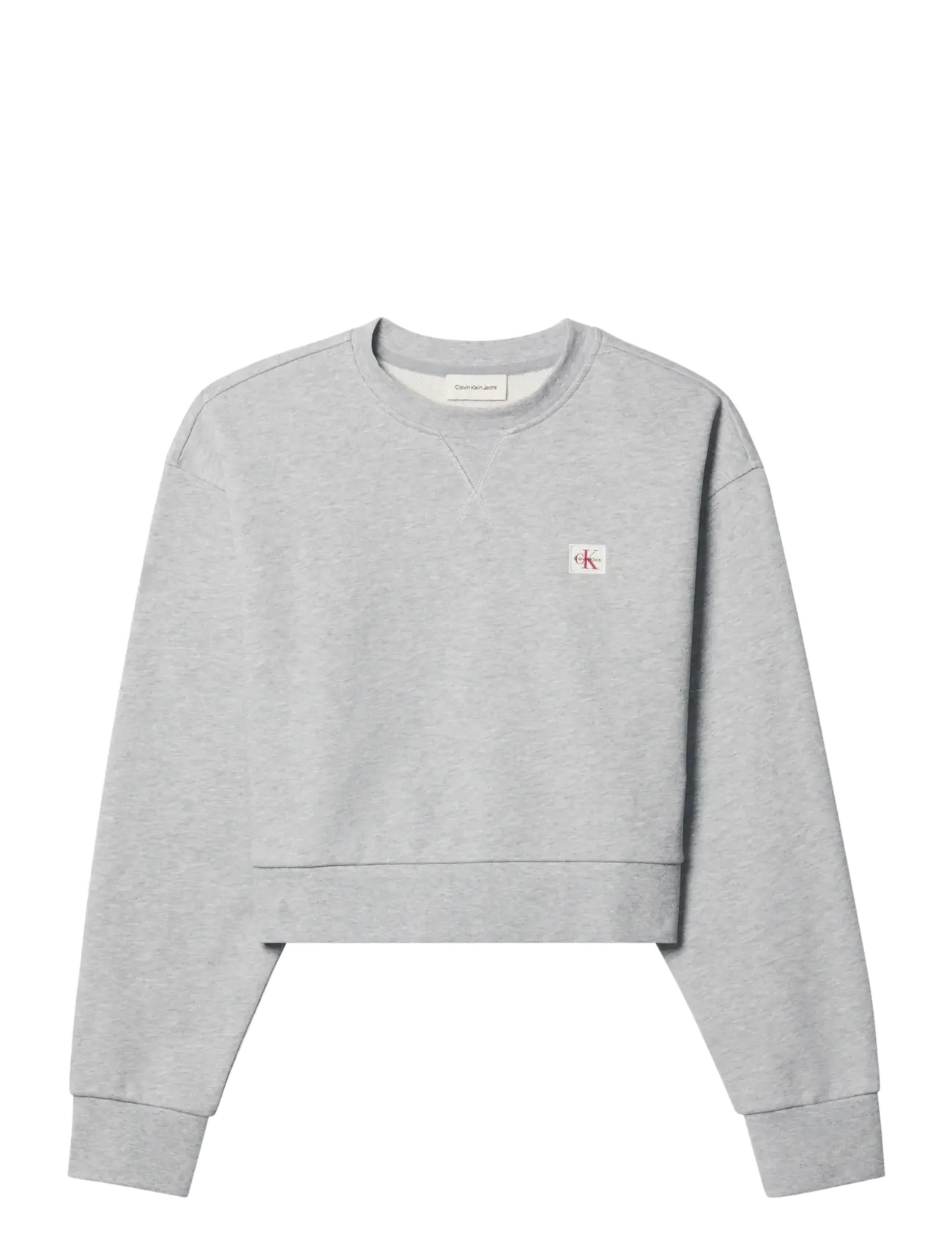 Calvin Klein Jeans FRENCH TERRY WOVEN LABEL CREW SW - Sweatshirts - BC06 GREY HEATHER / grey