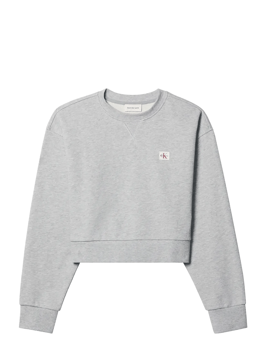 Calvin Klein Jeans - FRENCH TERRY WOVEN LABEL CREW SW - hverdags stil - bc06 grey heather - 1