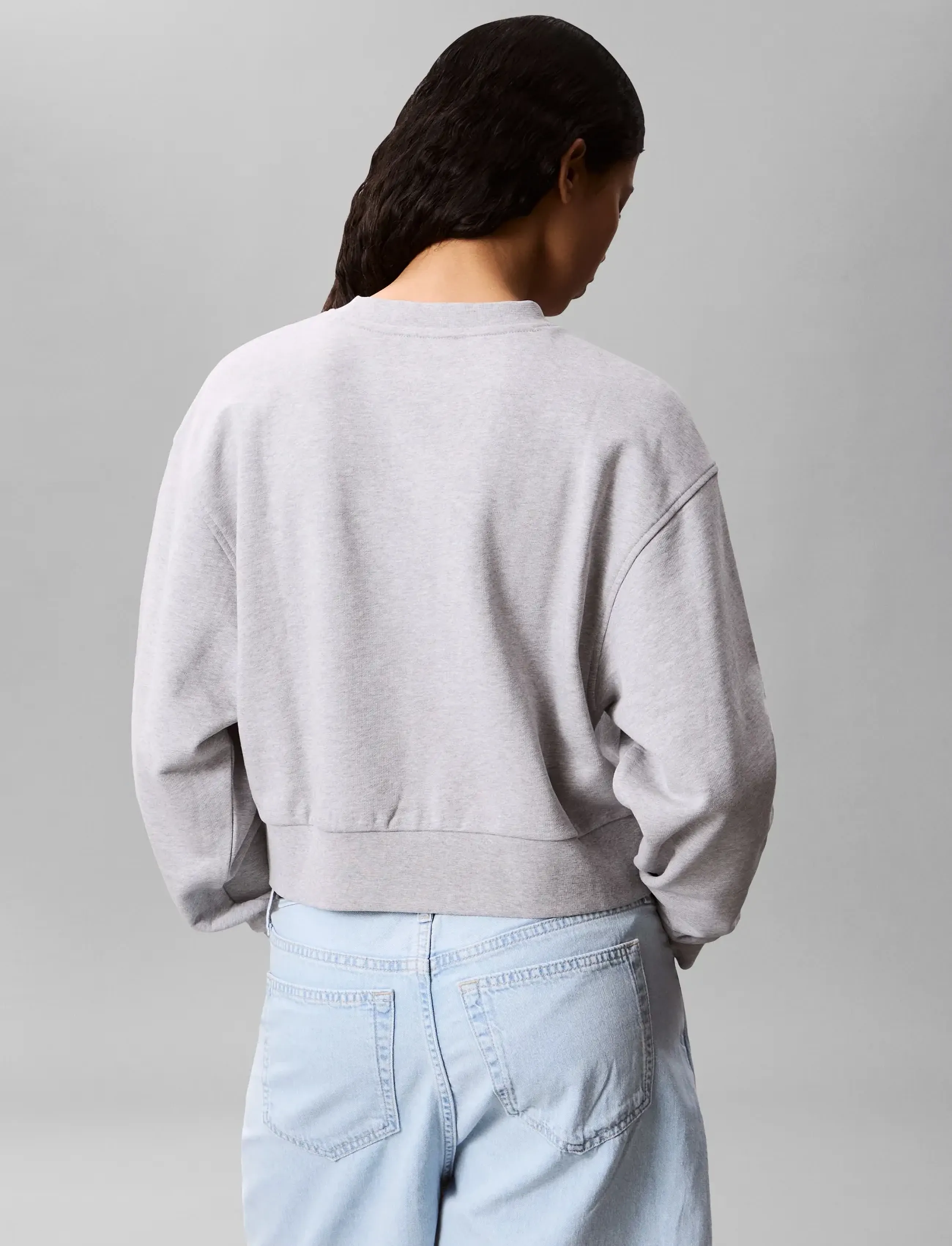 Calvin Klein Jeans - FRENCH TERRY WOVEN LABEL CREW SW - hverdags stil - bc06 grey heather - 2