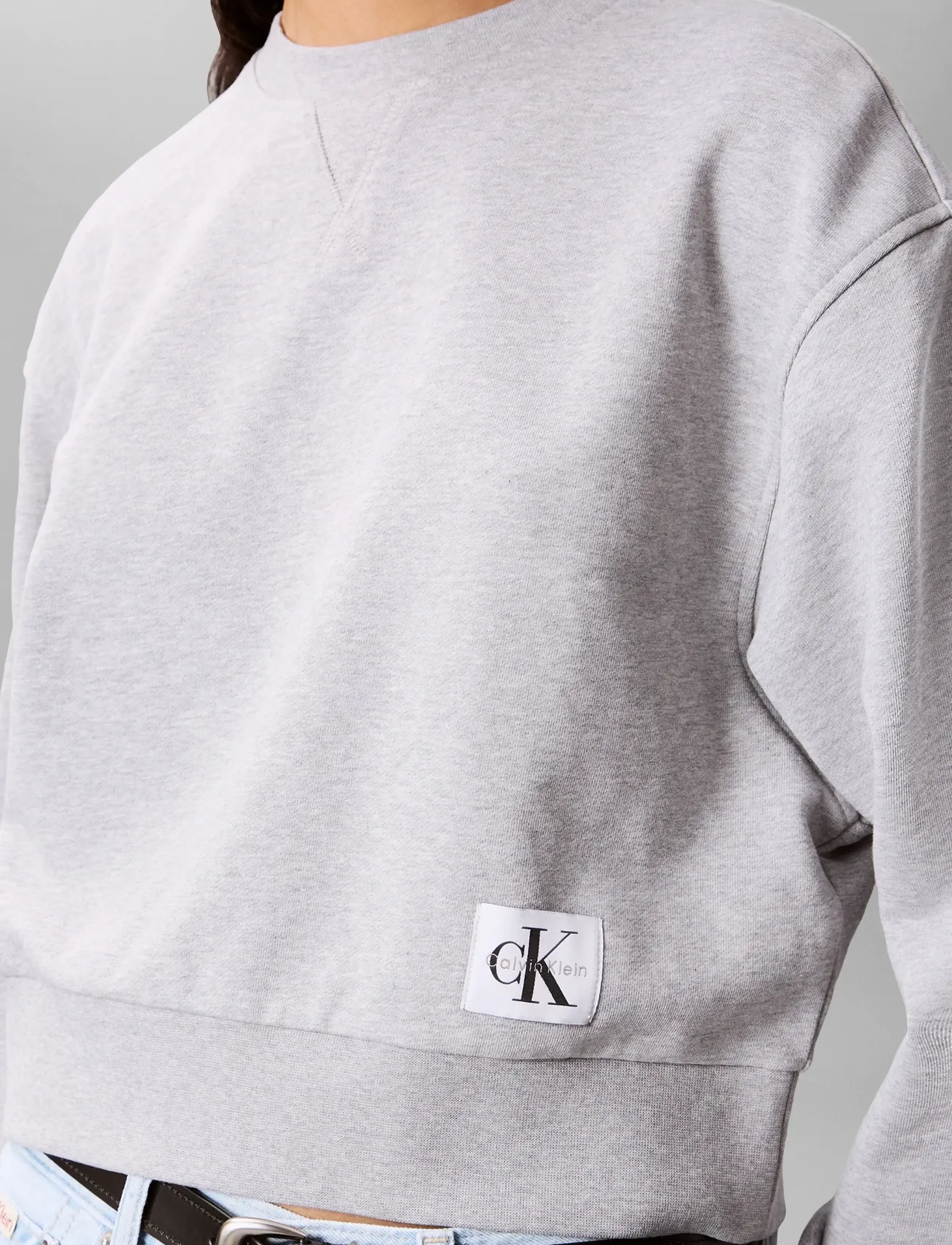 Calvin Klein Jeans - FRENCH TERRY WOVEN LABEL CREW SW - hverdags stil - bc06 grey heather - 3