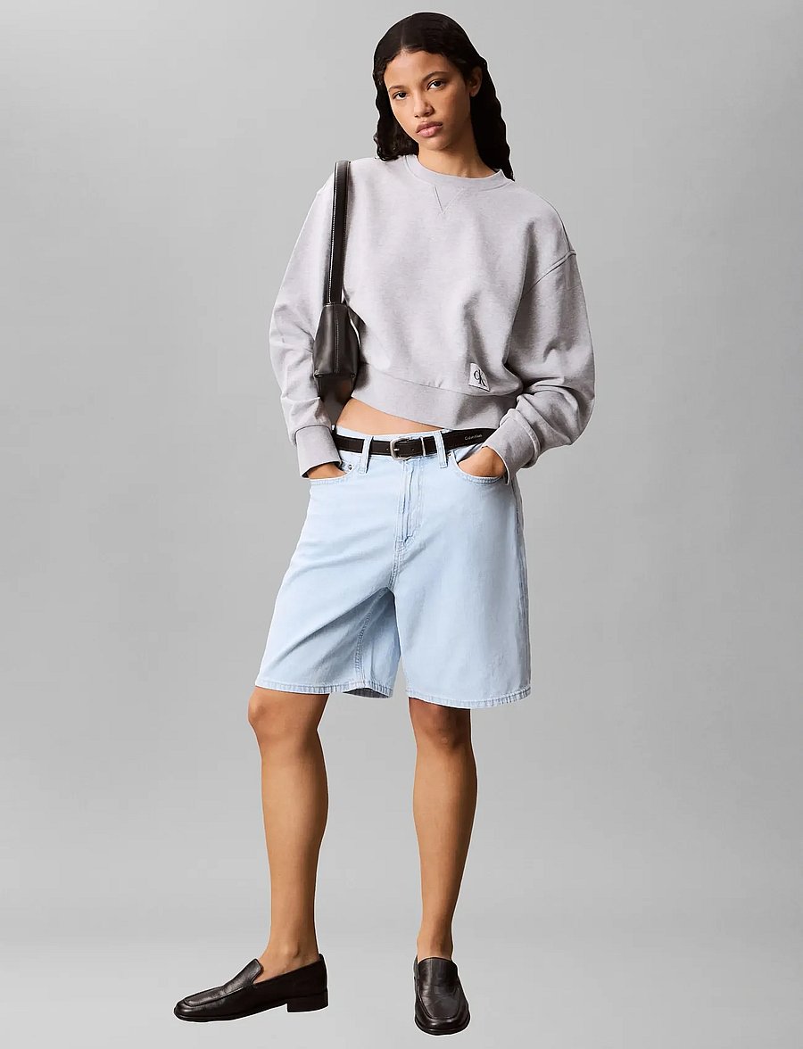 Calvin Klein Jeans - FRENCH TERRY WOVEN LABEL CREW SW - hverdags stil - bc06 grey heather - 5