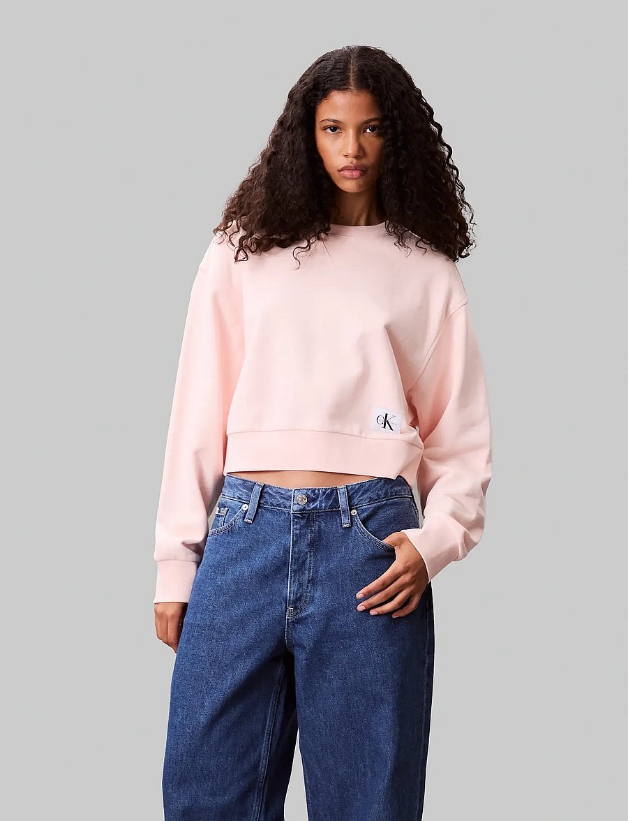 Calvin Klein Jeans - FRENCH TERRY WOVEN LABEL CREW SW - everyday style - cloud pink - 0