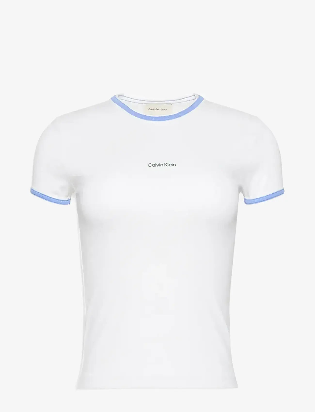 Calvin Klein Jeans - SS COLOR BLOCK COTTON RIB BABY T - t-shirts - brilliant white - 0