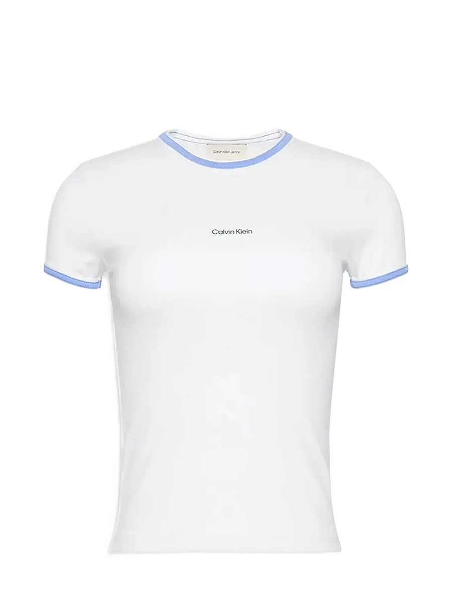 Calvin Klein Jeans - SS COLOR BLOCK COTTON RIB BABY T - t-shirts - brilliant white - 0