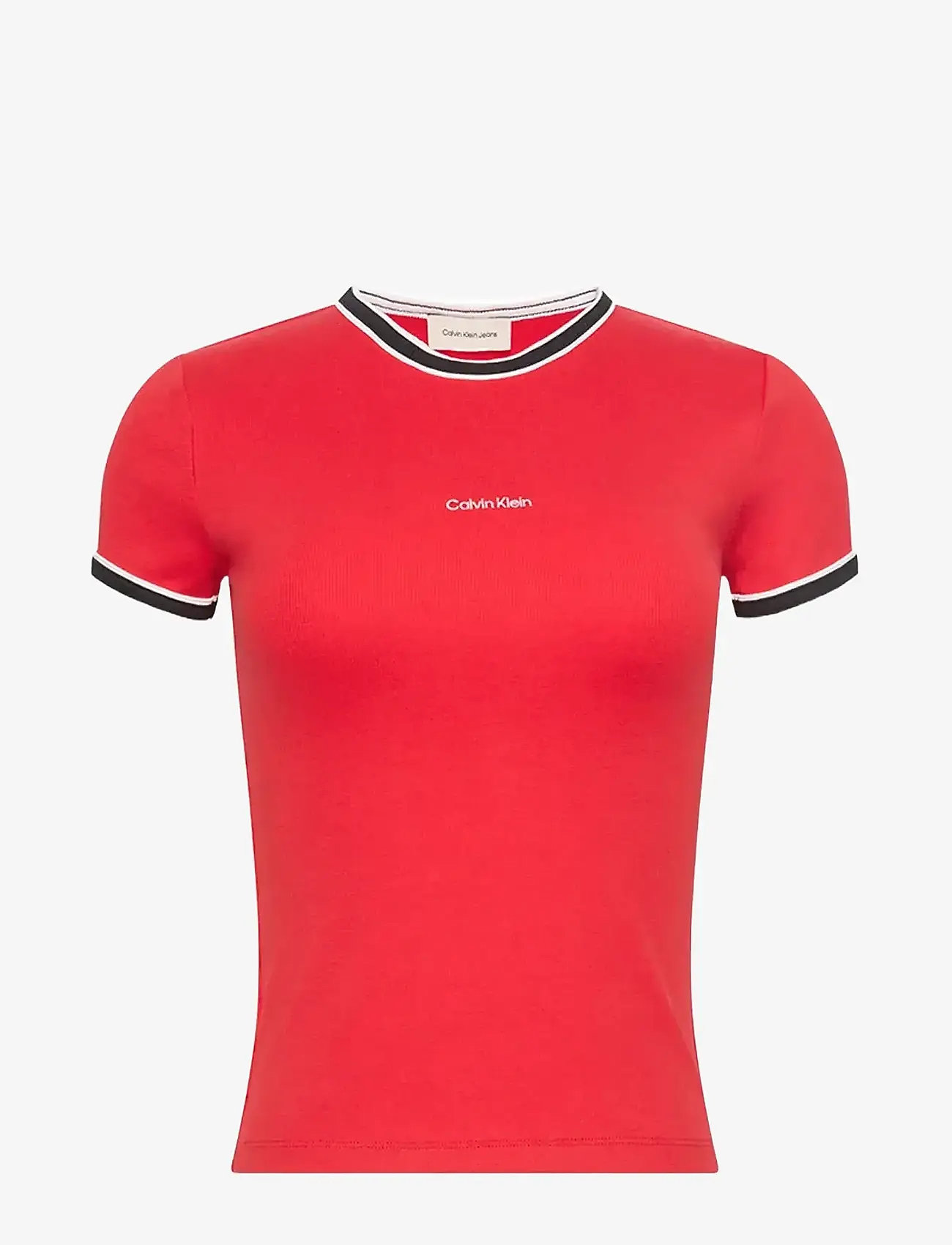 Calvin Klein Jeans - SS COLOR BLOCK COTTON RIB BABY T - t-shirts - goji berry - 0