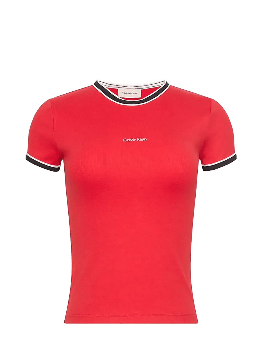 Calvin Klein Jeans - SS COLOR BLOCK COTTON RIB BABY T - t-särgid - goji berry - 0