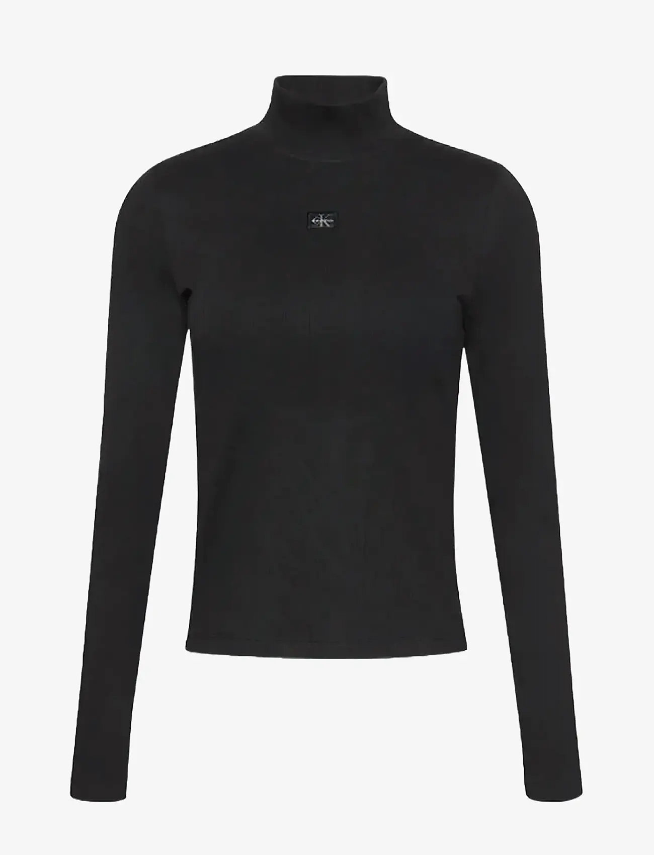 Calvin Klein Jeans - LS WOVEN LABEL TURTLENECK - turtlenecks - black - 1