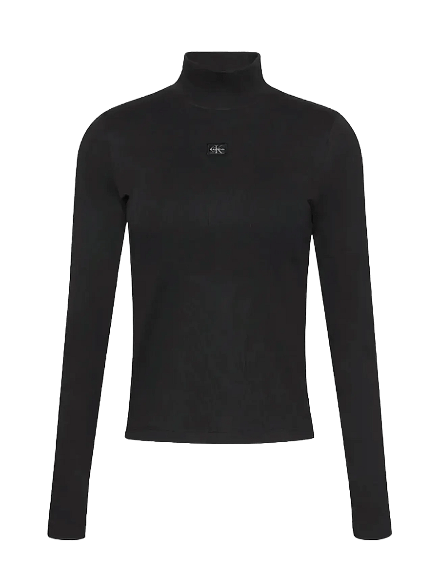 Calvin Klein Jeans - LS WOVEN LABEL TURTLENECK - rollkragenpullover - black - 1