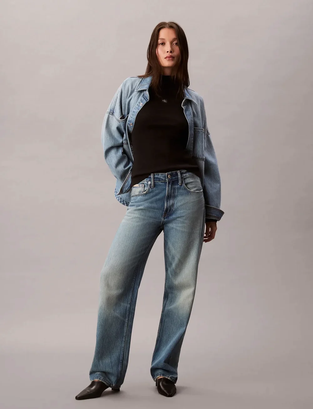 Calvin Klein Jeans - LS WOVEN LABEL 2X2 BABY RIB TURT - rullekraver - black - 3