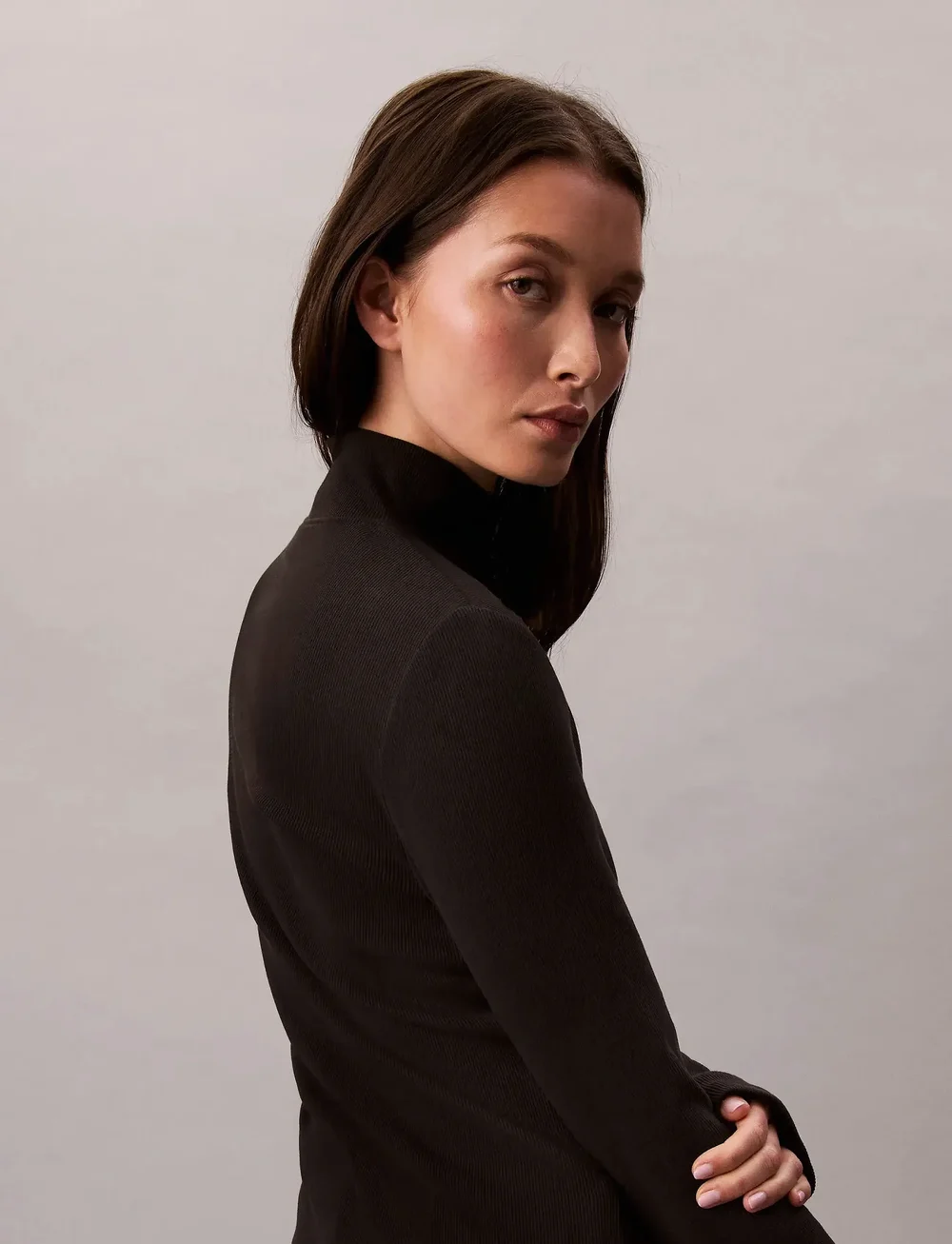 Calvin Klein Jeans - LS WOVEN LABEL 2X2 BABY RIB TURT - rullekraver - black - 5