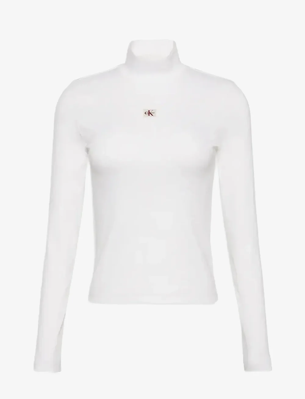 Calvin Klein Jeans - LS WOVEN LABEL 2X2 BABY RIB TURT - turtlenecks - brilliant white - 1