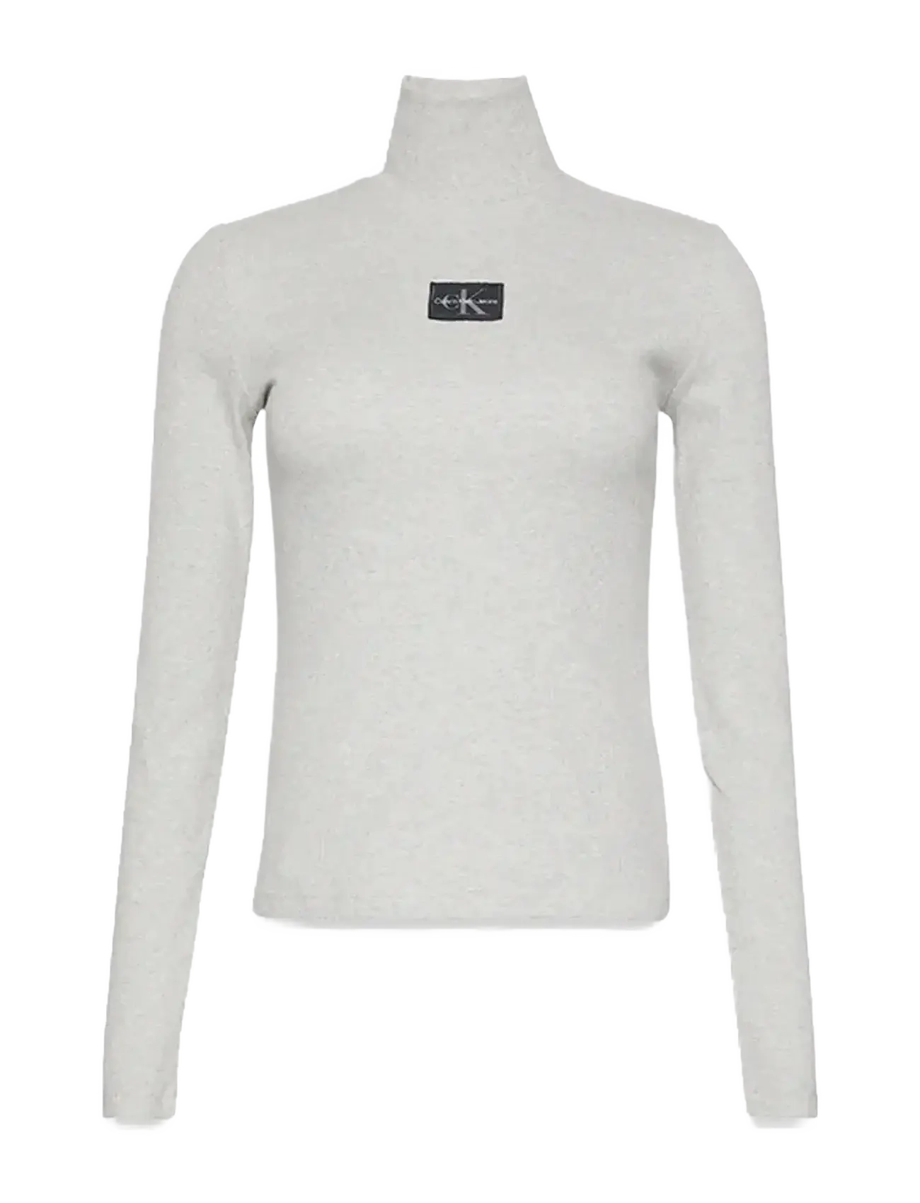 CALVIN KLEIN JEANS Ls Woven Label Rollkragen Grau - XXS - Damen