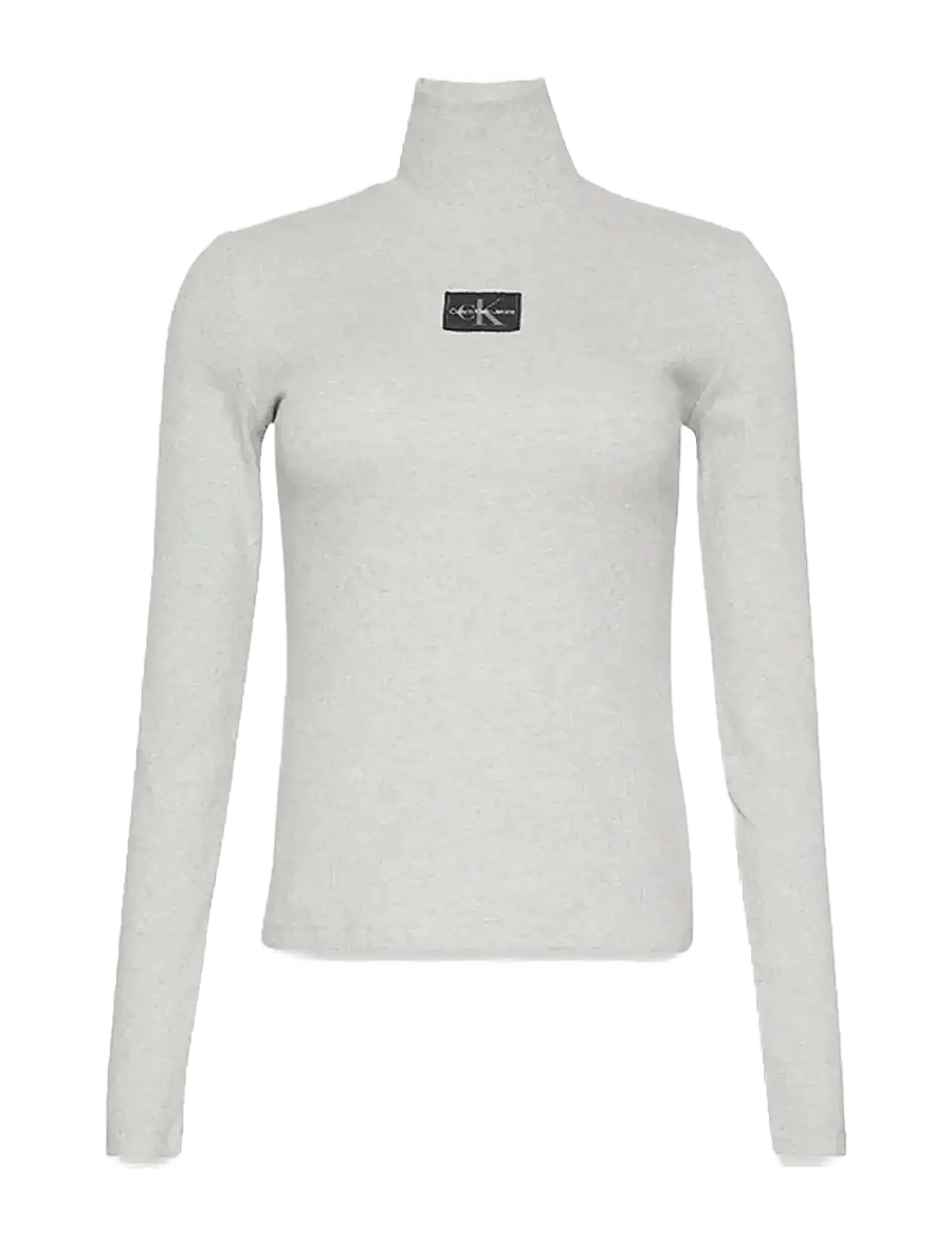 Calvin Klein Jeans - LS WOVEN LABEL TURTLENECK - rullekraver - history grey heather - 1