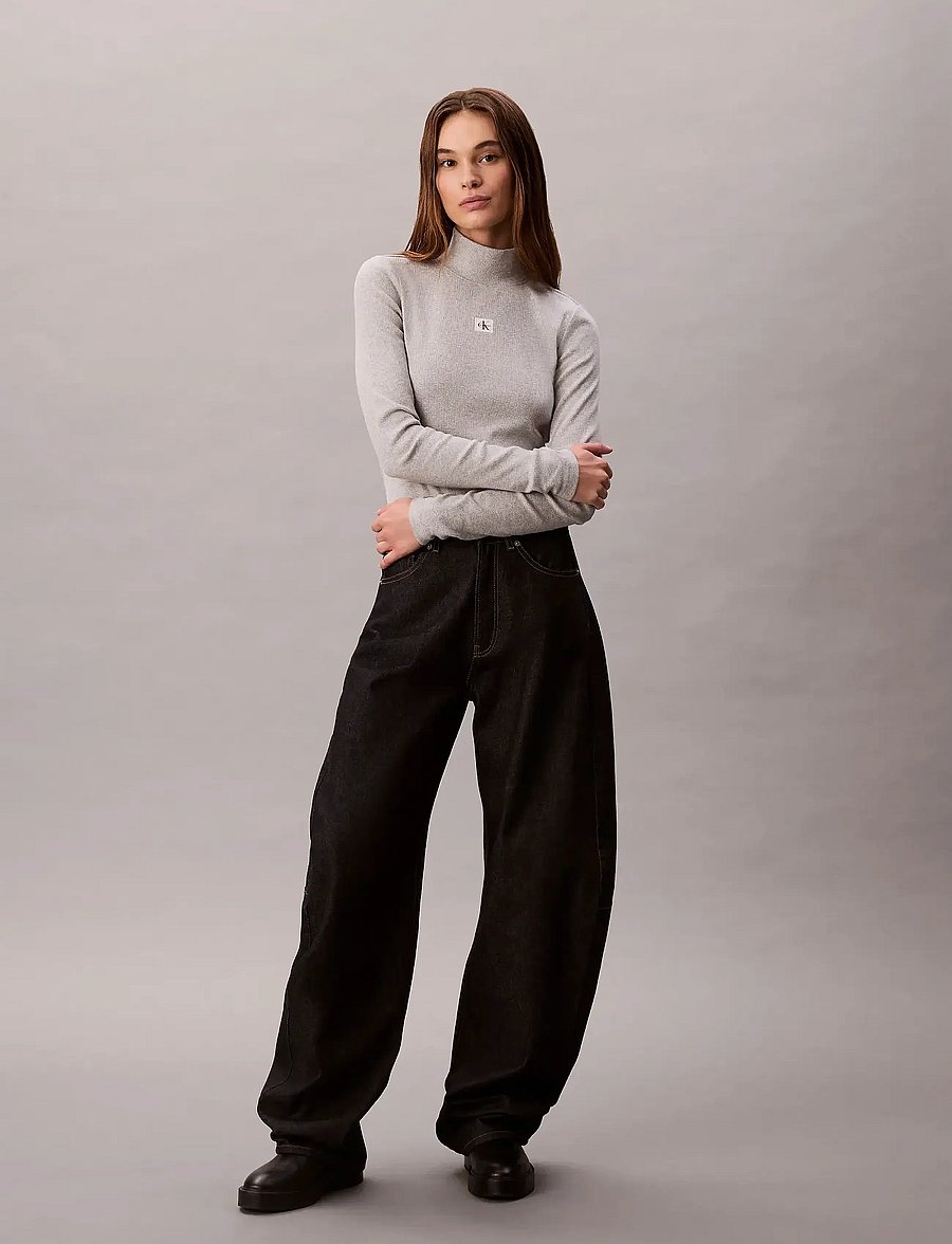 Calvin Klein Jeans - LS WOVEN LABEL TURTLENECK - rullekraver - history grey heather - 0