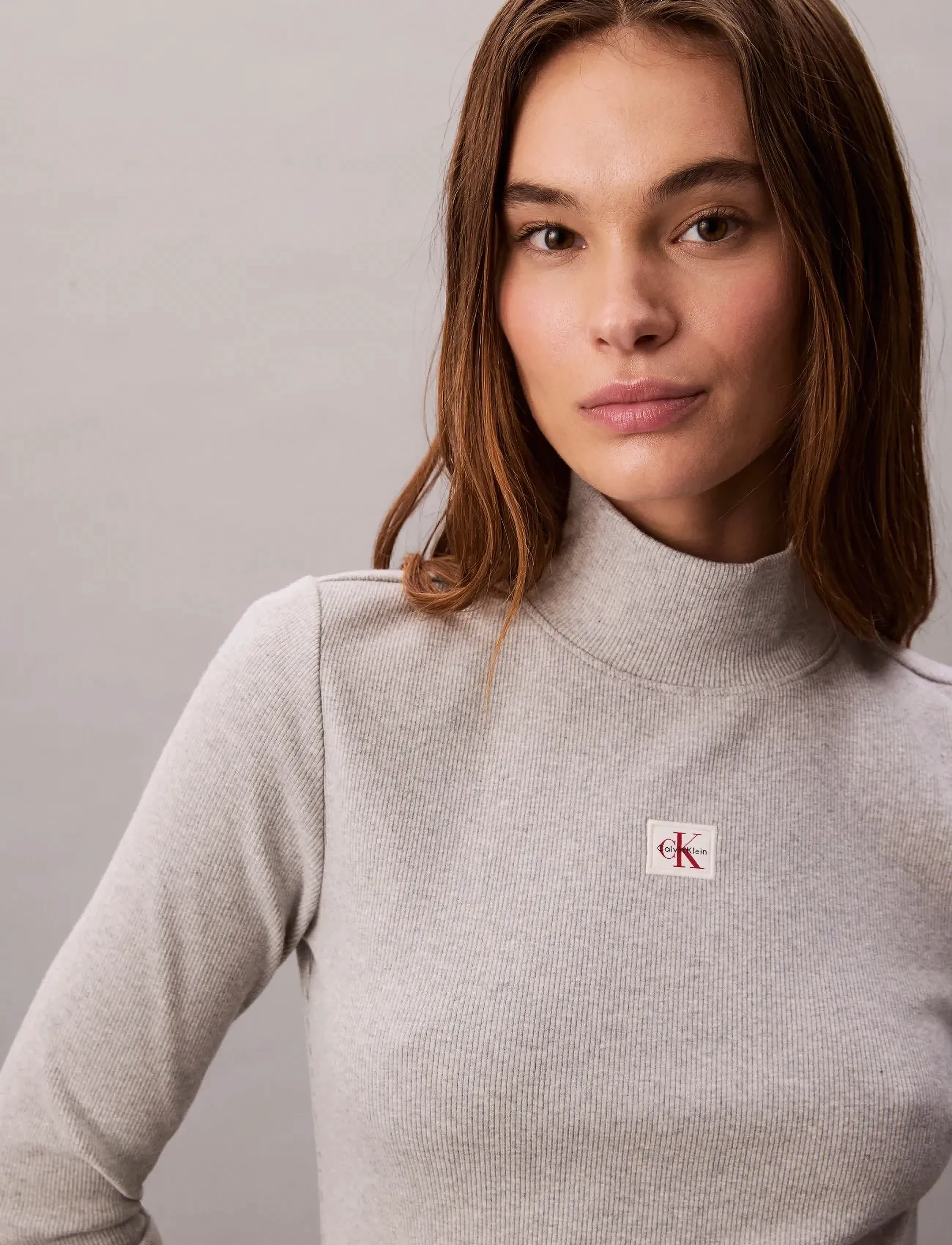 Calvin Klein Jeans - LS WOVEN LABEL TURTLENECK - golfai - history grey heather - 4