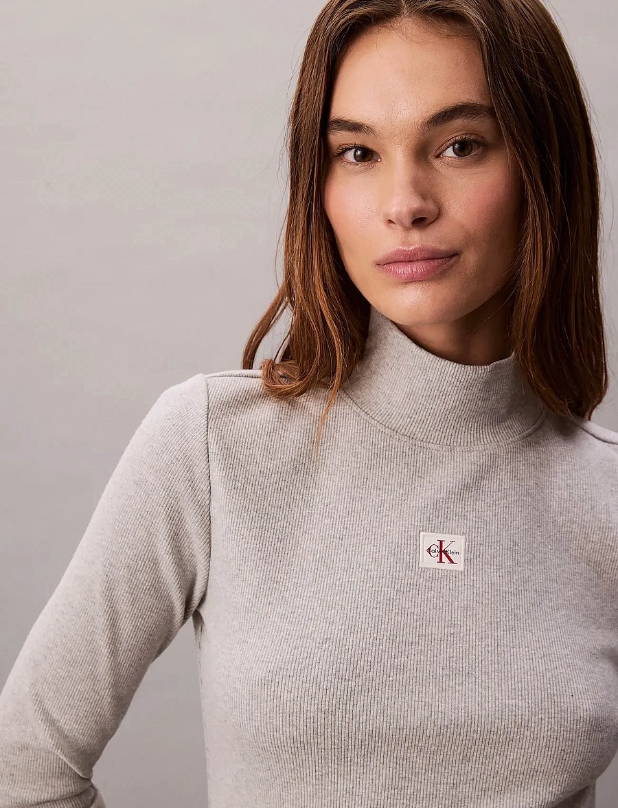 Calvin Klein Jeans - LS WOVEN LABEL TURTLENECK - rullekraver - history grey heather - 4